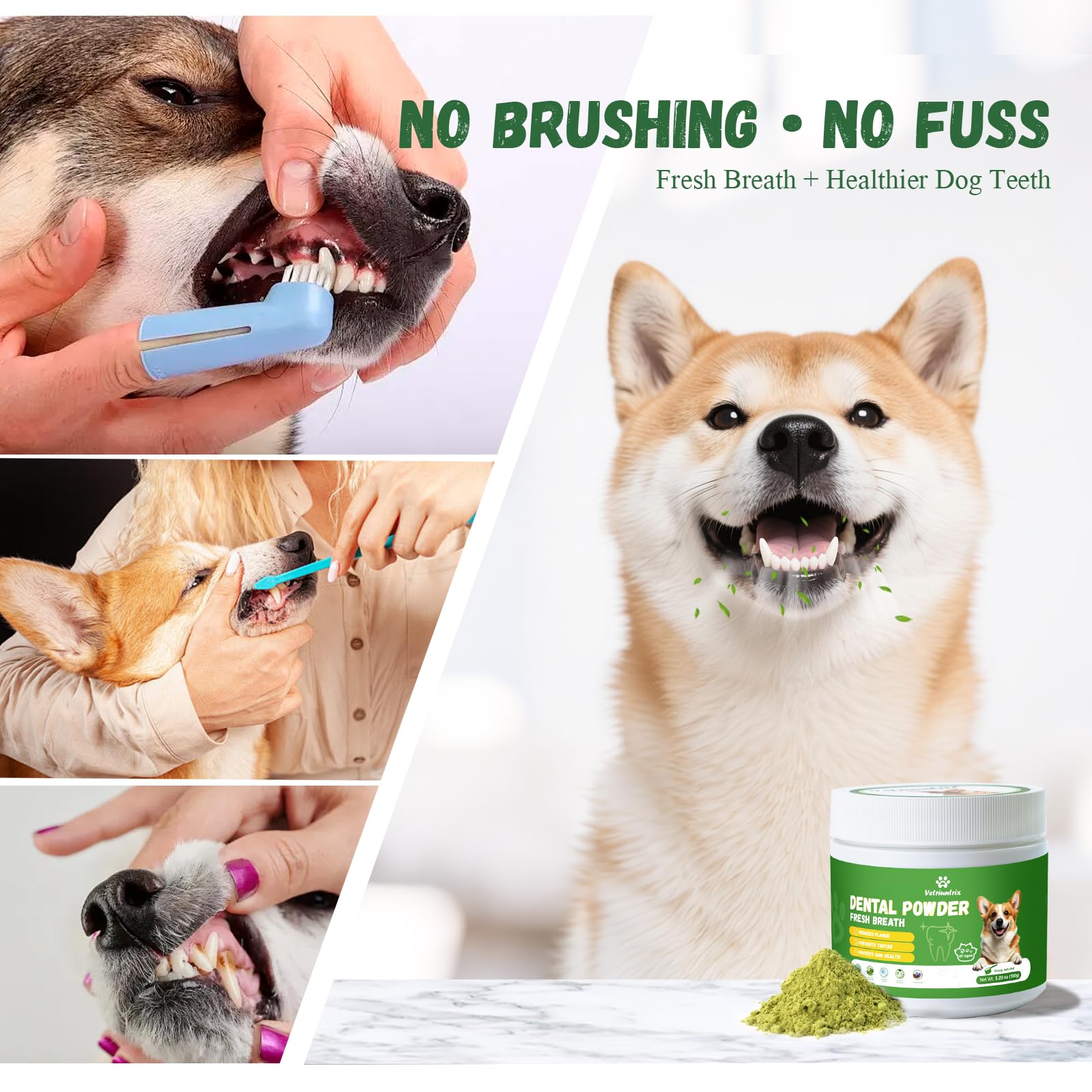 Vetriuntrix Dog Dental Powder, Dental Powder for Dogs Teeth Cleaning and Breath Fresh, Dog Teeth Cleaning Powder with Natural Plants Ingredients and Postbiotics, 200g Vetriuntrix uk supplements