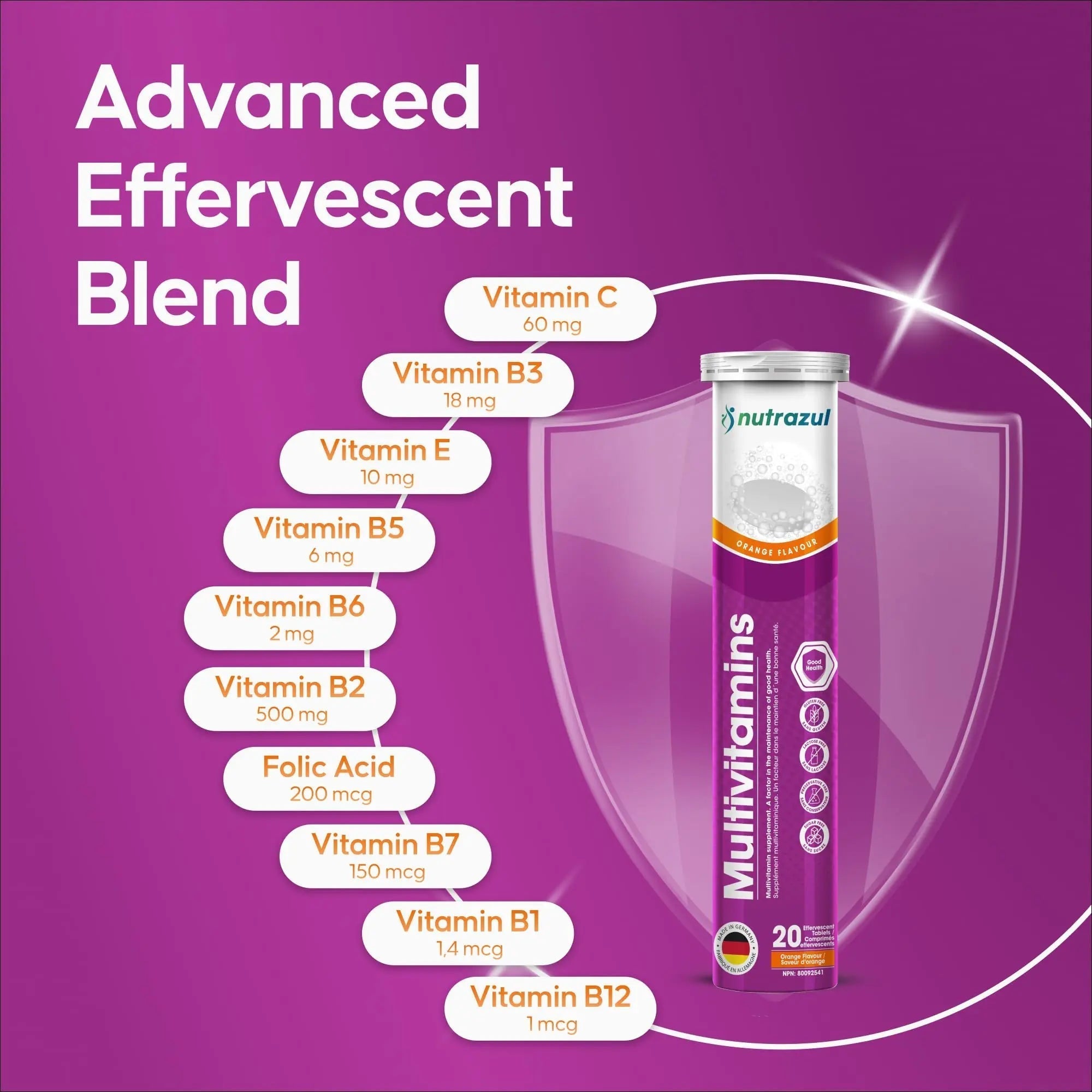 nutrazul Multivitamin Effervescent Tablets, Supplement for Daily Wellness & 9 Essential Vitamins, Contains Vitamin with Vitamin C & B Complex nutrazul uk supplements