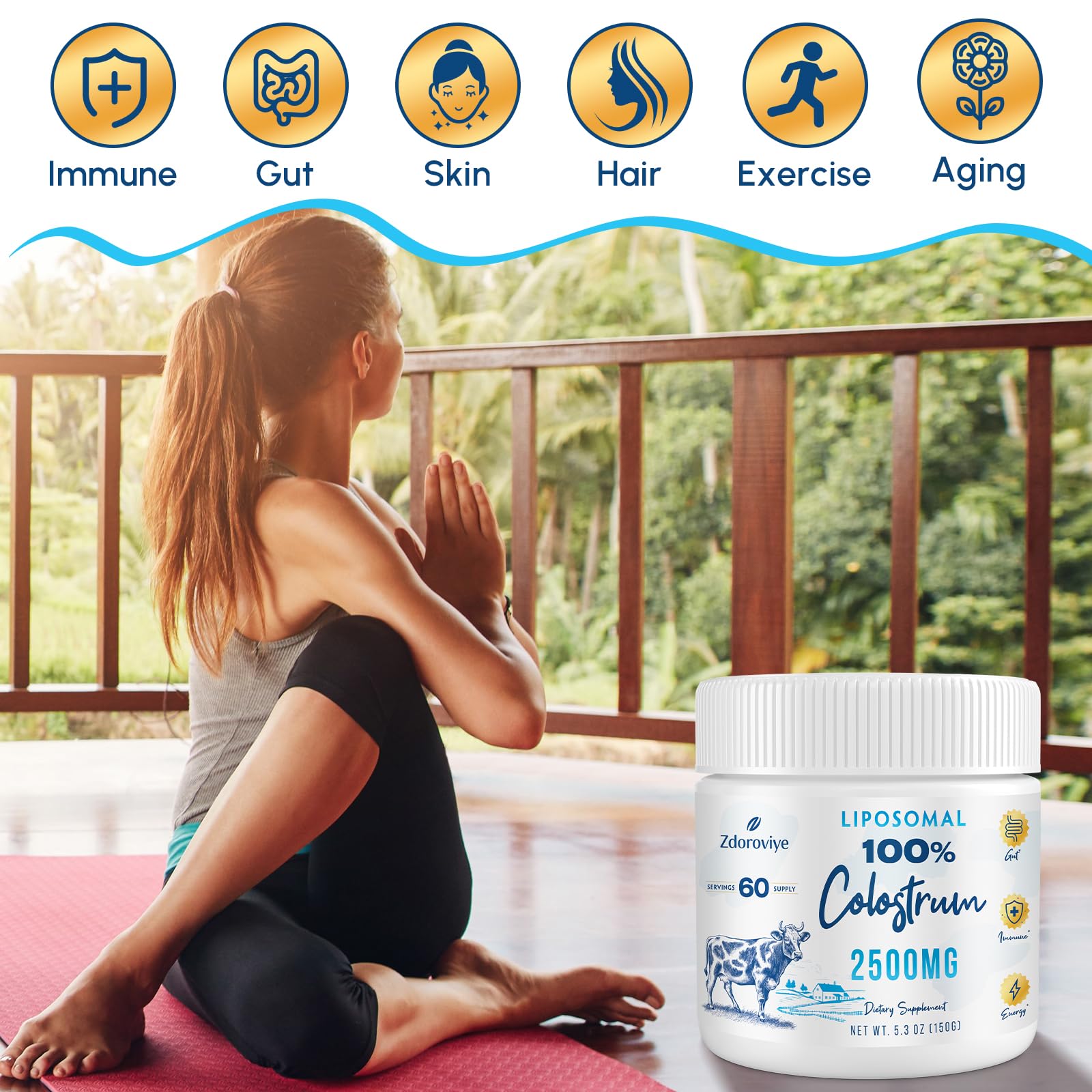 Zdoroviye Liposomal Bovine Colostrum Powder Supplement 2500 mg, Higher Absorption Than Regular Bovine Colostrum (60 Servings) Zdoroviye uk supplements
