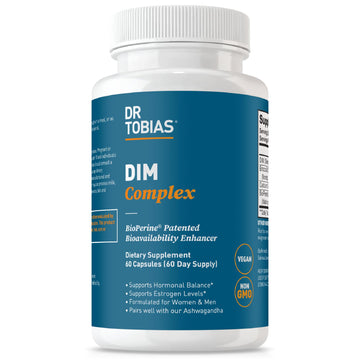 Dr. Tobias DIM Complex, Hormone Balance for Women & Men, DIM Supplement with BioPerine, Broccoli Extract & Calcium D-Glucarate Estrogen Detox Balance Complex, Non-GMO, Vegan, 60 Capsules Dr. Tobias uk supplements