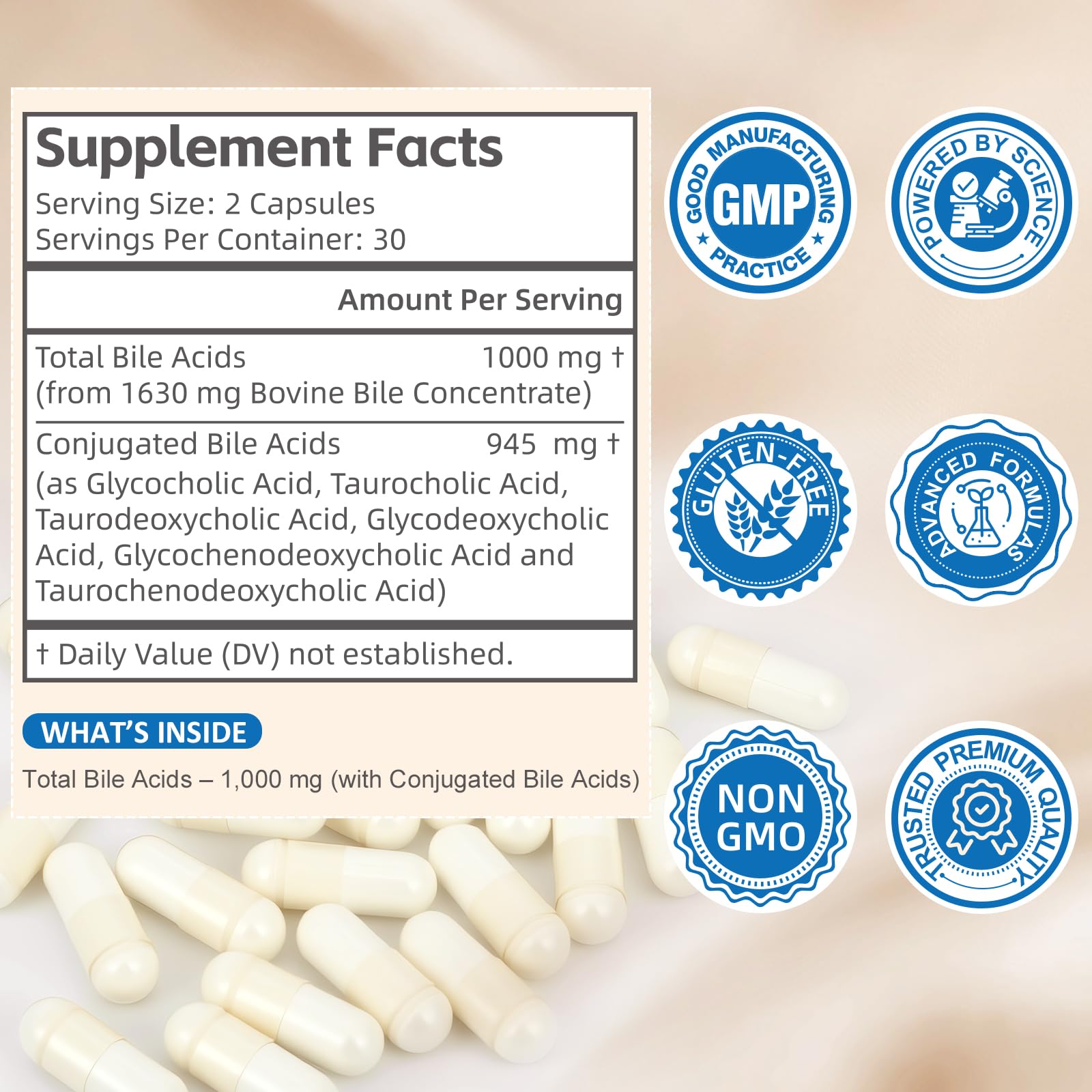 Florvyn Conjugated Bile Acid Supplement 1000mg – Supports Fat Digestion & Absorption of Fats & Fat-Soluble Nutrients, Gut Comfort & Nutrient Utilization, 60 Capsules, 30 Day Supply Florvyn uk supplements