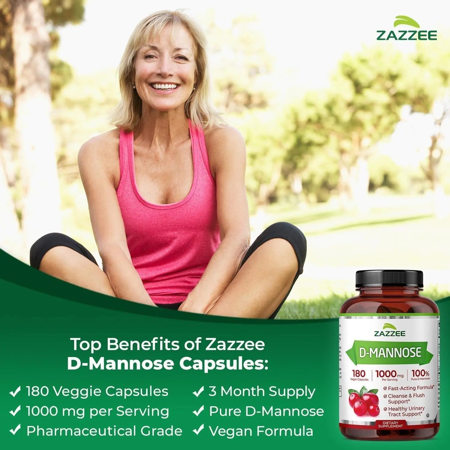 Zazzee Urinary Tract Cleanse & Detox Bundle | USDA Organic Dandelion Root Extract Capsules Plus D-Mannose 1000mg Capsules for UT & Bladder Cleansing Zazzee uk supplements