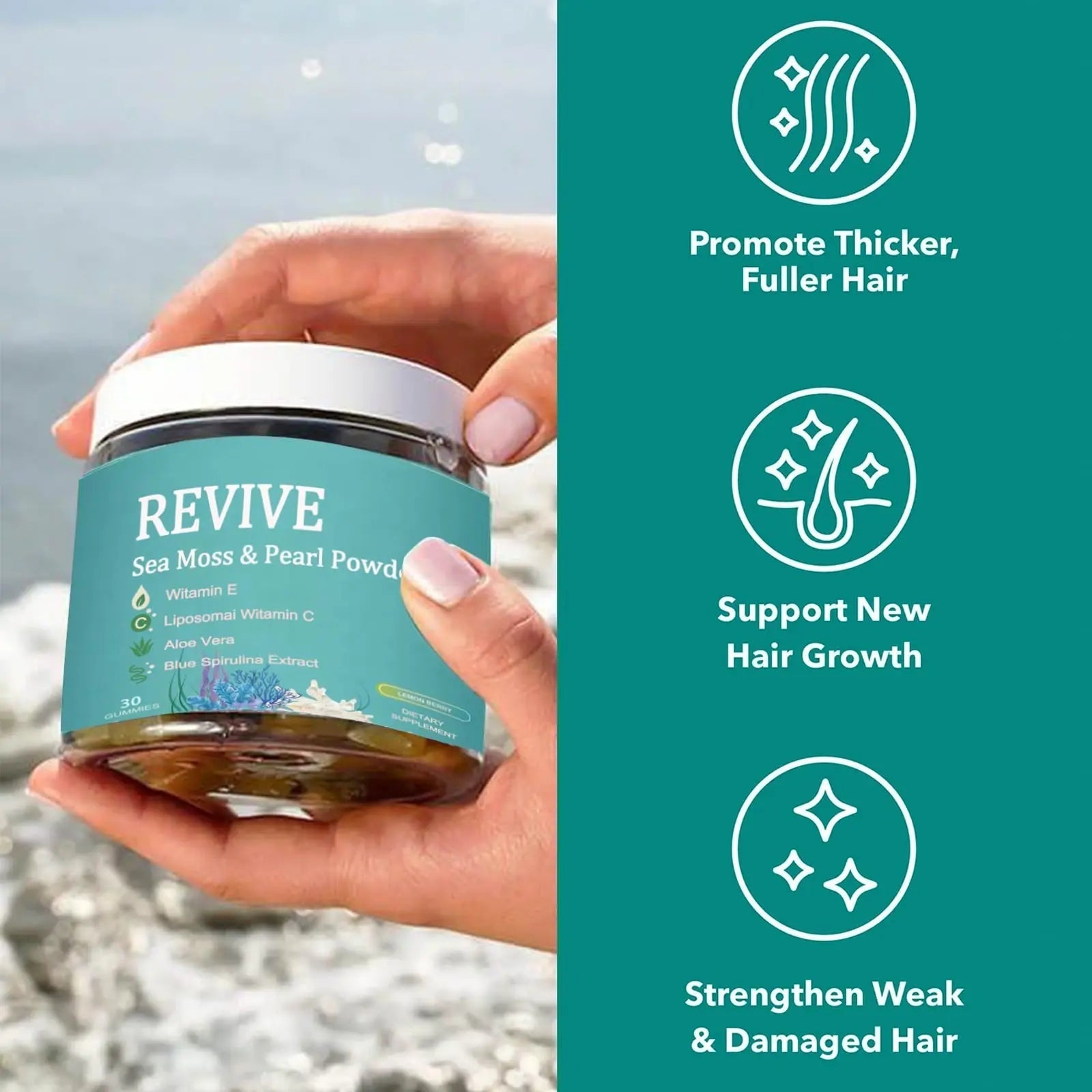 Giamau Revive Hair Gummies, Sea Moss Gummies, Natural Nutrient Blend for Hair Health Support – Gluten-Free, No Harsh Chemicals, 60 Gummies (1) Giamau uk supplements