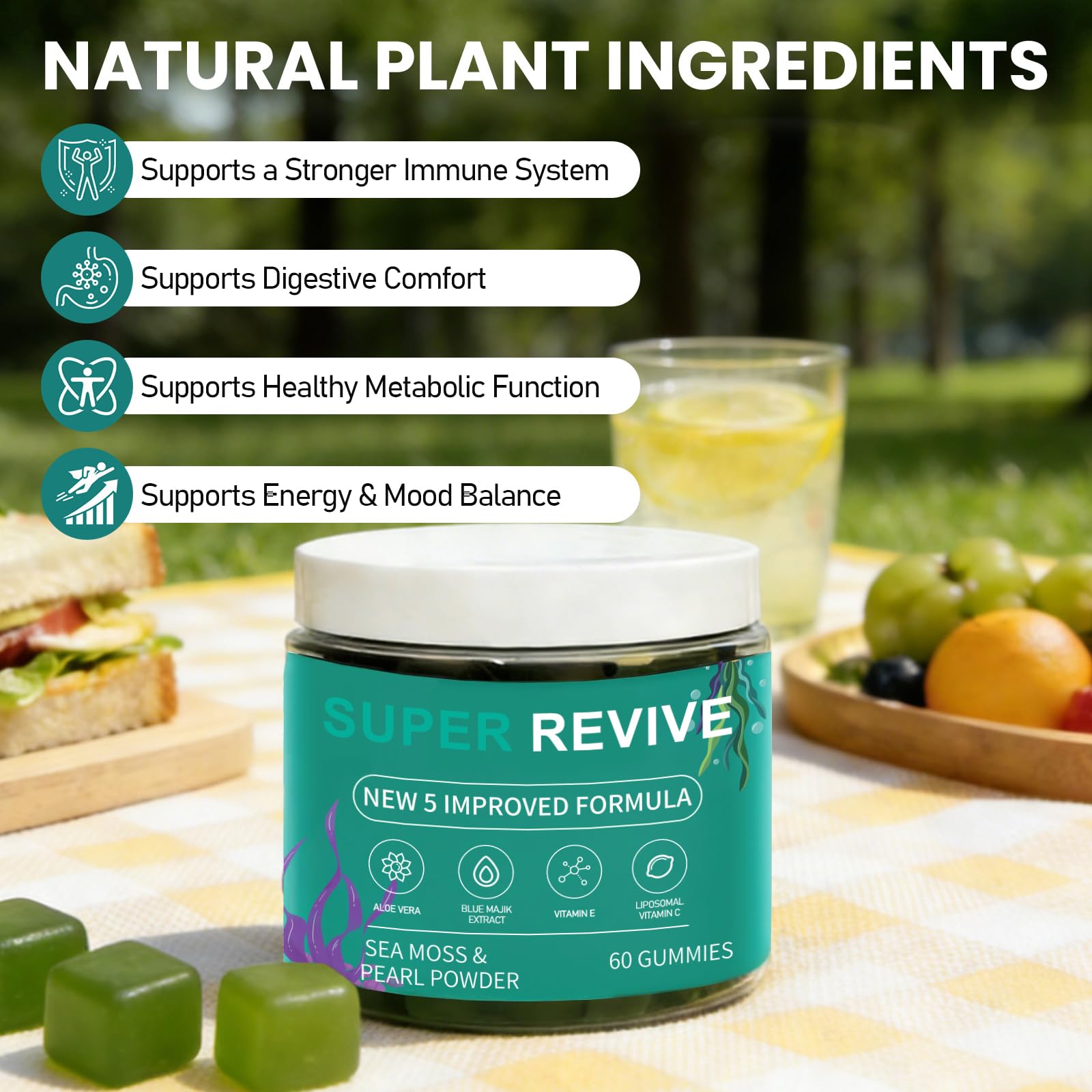 caicieter Super Revive Gummies for Hair Loss - Sea Moss Gummies with Vitamin C, E, Aloe Vera & Pearl Powder Glow, Promotes Thicker, Fuller & Stronger Hair - 60 Count caicieter uk supplements
