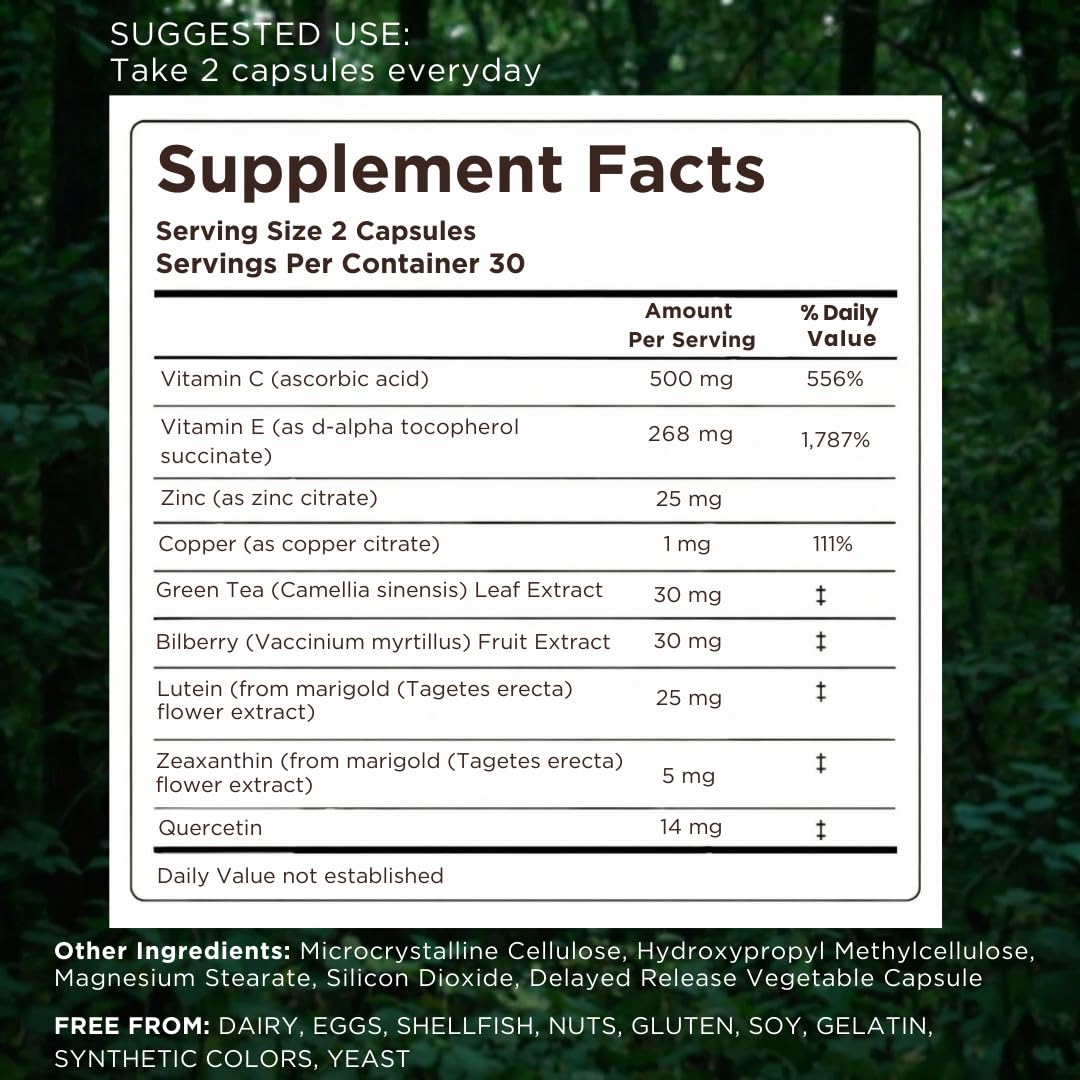 Macutene Protect Eye Vitamins for Macular Support Areds 2 with Lutein and Zeaxanthin Supplements (25mg/5mg) – Doctor Formulated Bilberry Supplement for Eyes, Lab Tested, Vegan (60 Capsules) Pristene uk supplements