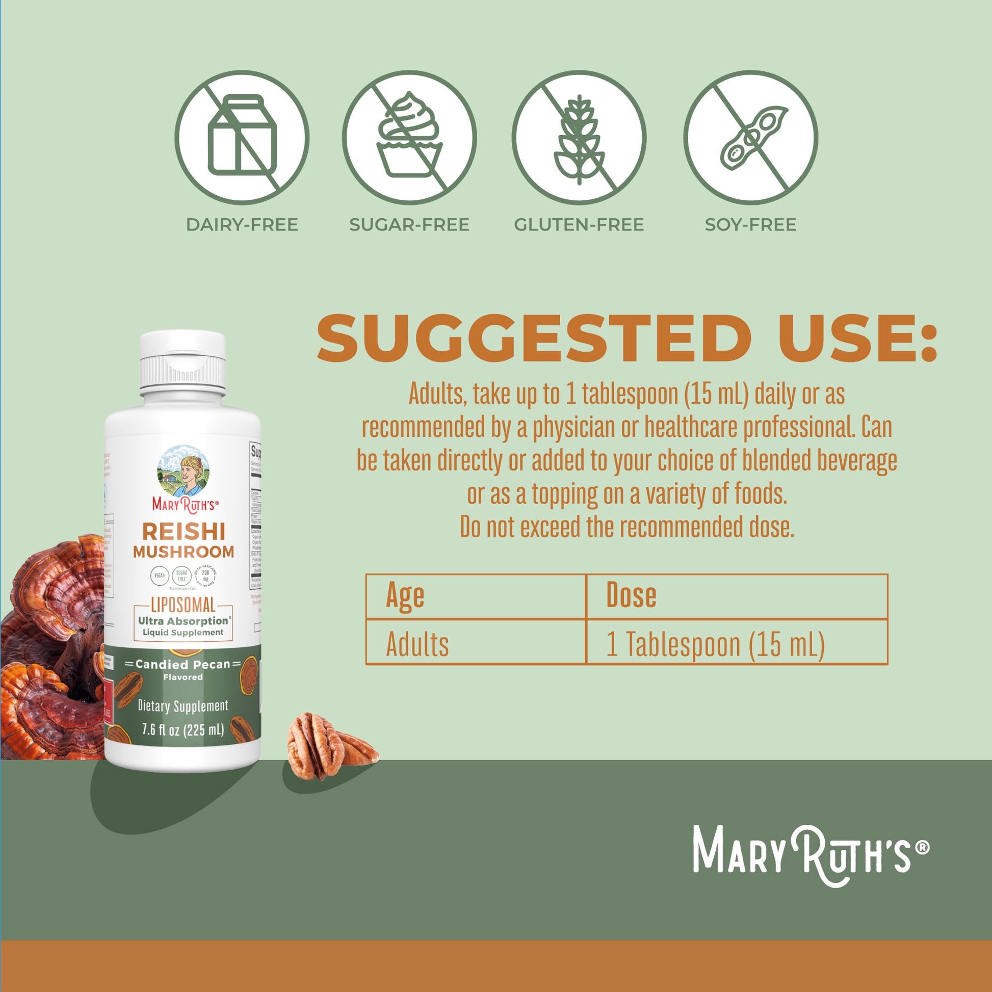 MaryRuth Organics Reishi Vegan Mushroom Supplement | Ultra Absorption Liposomal | Immune Support with 200mg Beta-Glucans, Vegan |Full Spectrum Reishi Mushrooms Fruiting Body | 7.6 oz, MARYRUTH'S uk supplements