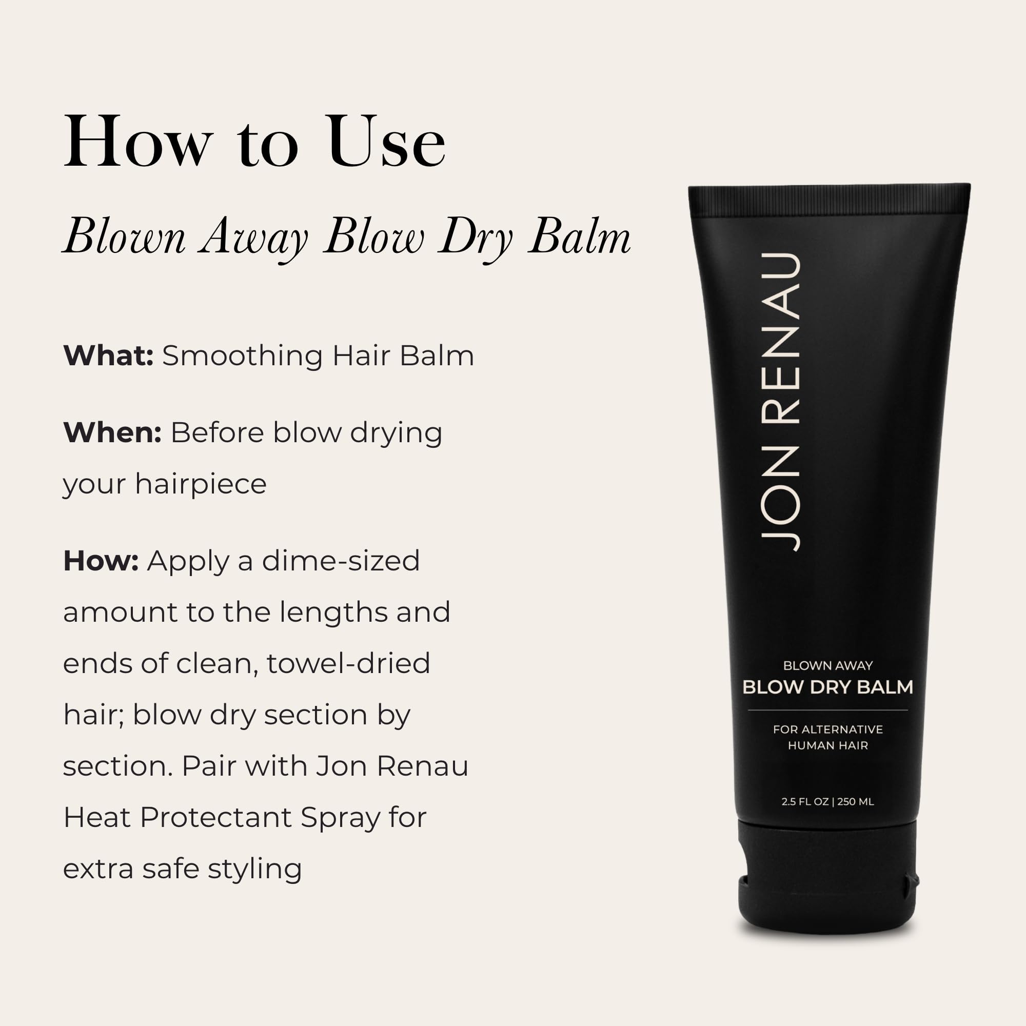 Jon Renau Blown Away Blow Dry Balm for Human Hair Wigs, Shine Enhancing Styling Balm with UV and Color Protection, Lightweight Blow Dry Balm for Human Hair Toppers and Extensions, 2.5 Oz Jon Renau uk supplements