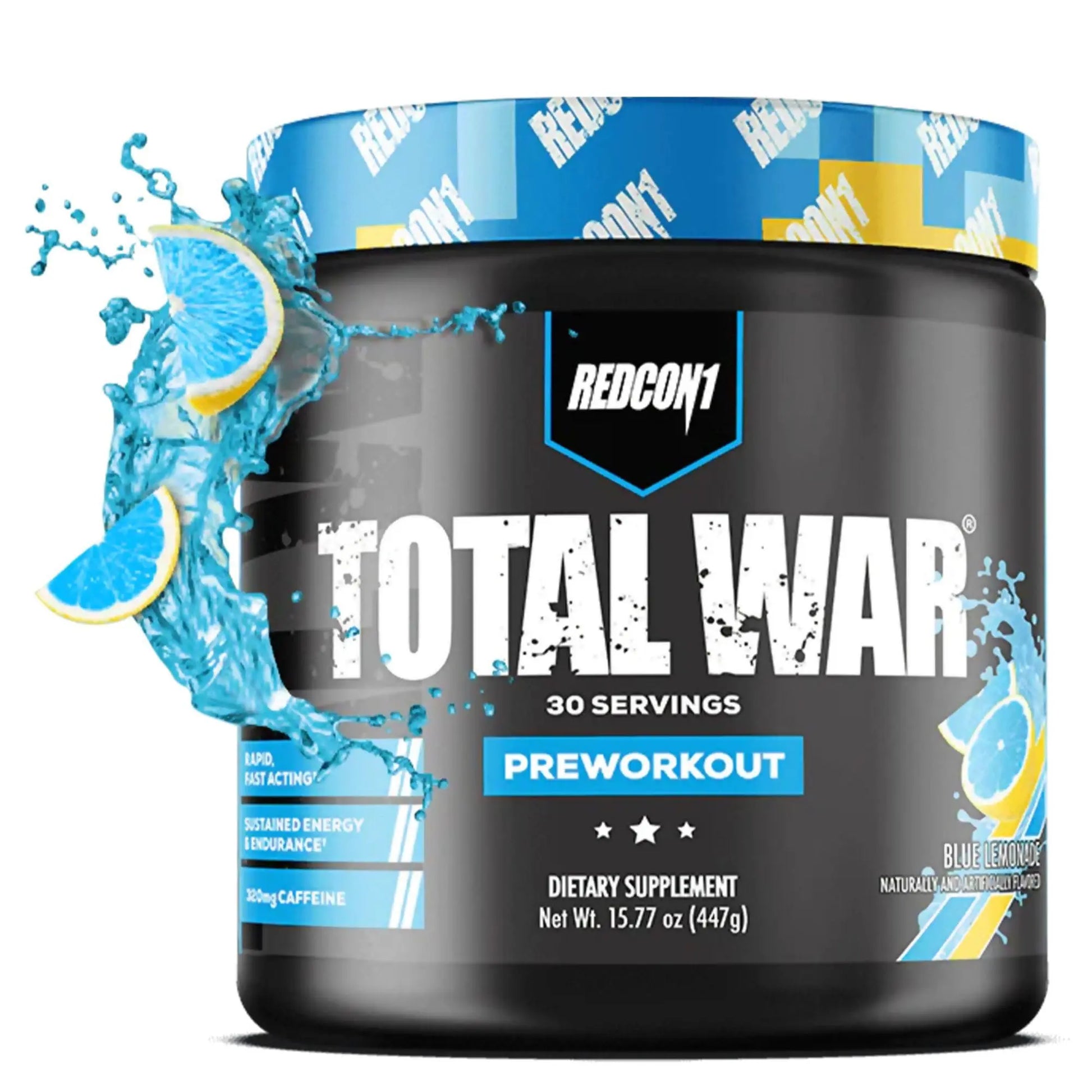 REDCON1 Total War Pre Workout - Beta Alanine + Citrulline Malate Keto Friendly Preworkout for Men & Women with 320mg of Caffeine - Fast Acting -Blue Lemonade (30 Servings) REDCON1 uk supplements