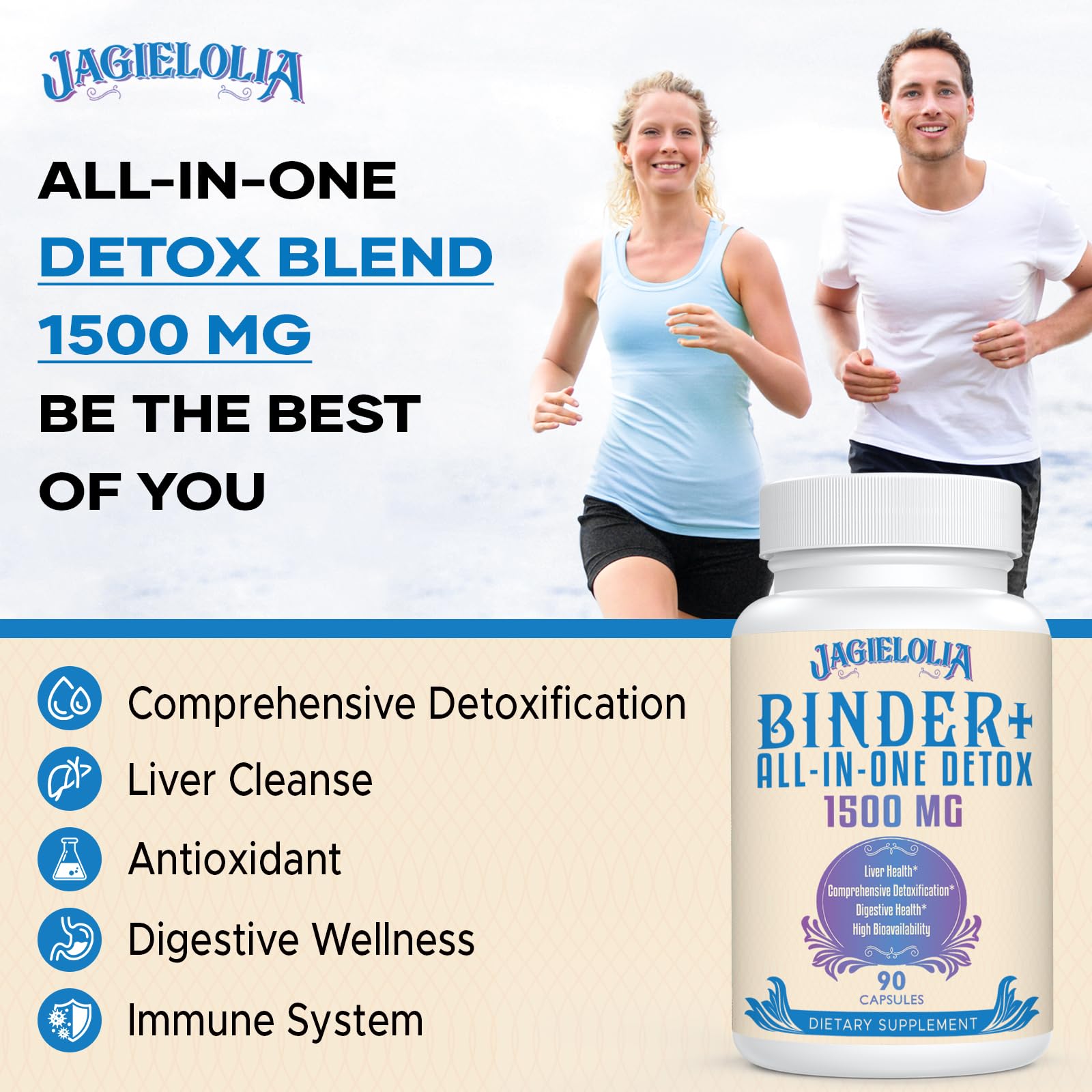 All-In-One Detox Binder Supplement 1500 MG - High Bioavailability, Liver Gut Detox Cleanse Jagielolia uk supplements