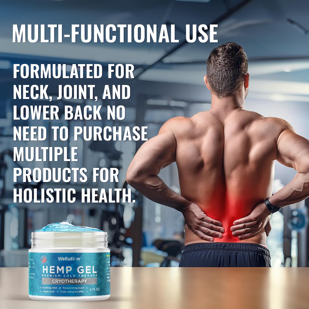 WELLUTION Cryotherapy Hemp Gel – Gentle Cooling Sensation with Menthol & Arnica – Non-Greasy, Quick-Absorbing Formula – Lightweight Gel for Comfort & Refreshing Feel – 4oz WELLUTION uk supplements