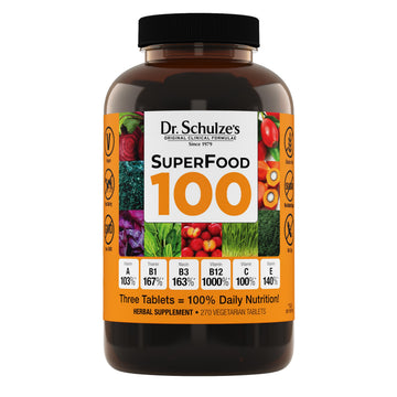 Dr. Schulze's SuperFood 100 - Everyday Superfood Supplement to Support Overall Wellness - Mutivitamin Support for Cellular Nutrition & Energy - Clean Ingredients - Gluten-Free & Dairy-Free - 270 Count Dr. Schulze's uk supplements