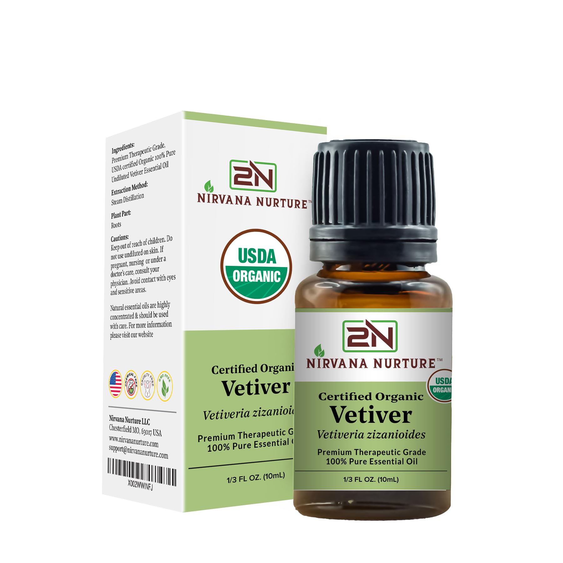 Nirvana Nurture Vetiver Essential Oil USDA Certified Organic 100% Pure Premium Therapeutic Grade Nirvana Nurture uk supplements