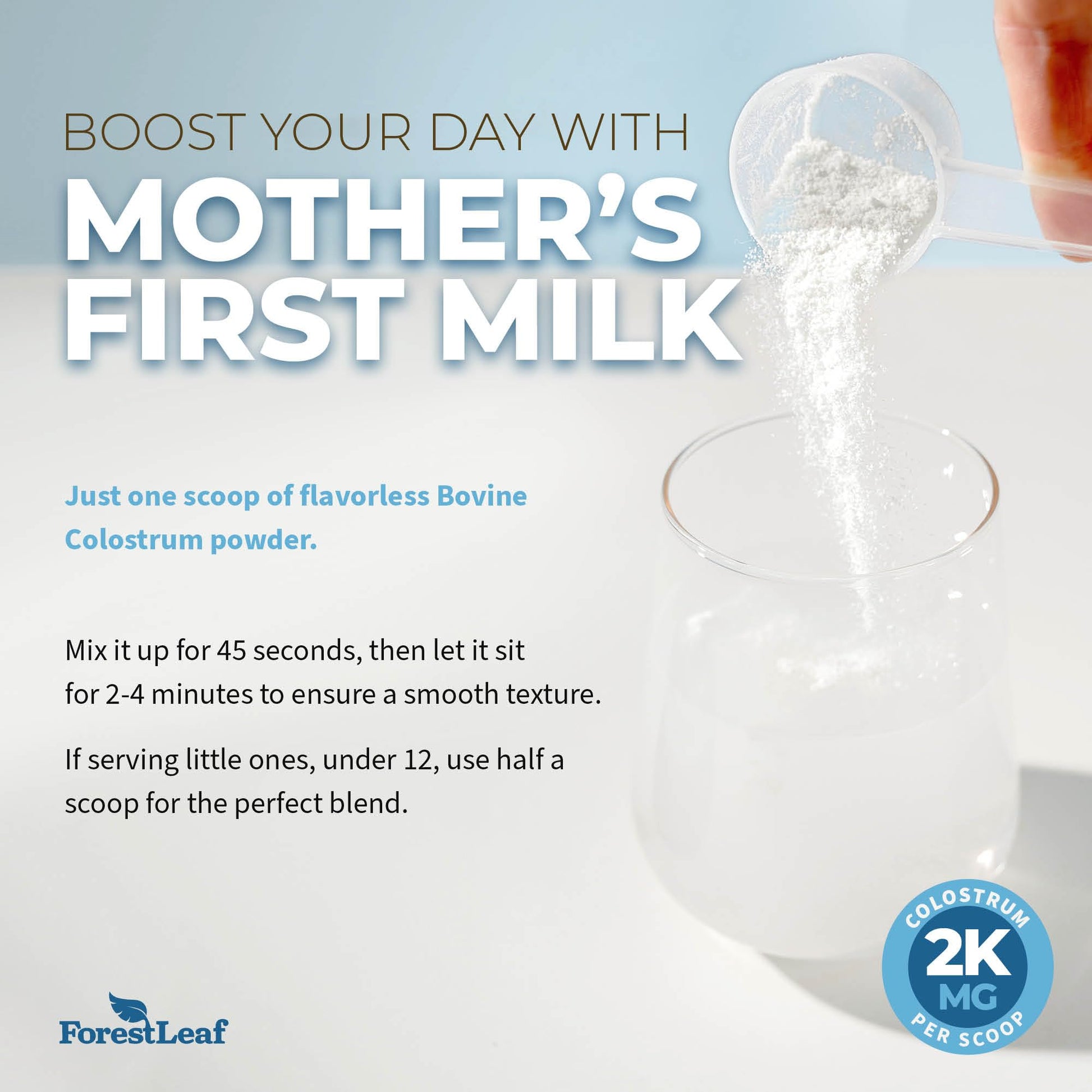ForestLeaf Colostrum Powder 50% IgG Highest Pure Concentration, Grass Fed Colostrum Supplement for Gut Health, Immune Support and Muscle Recovery, Bovine Colostrum for Humans, Unflavored, 45 Servings ForestLeaf uk supplements