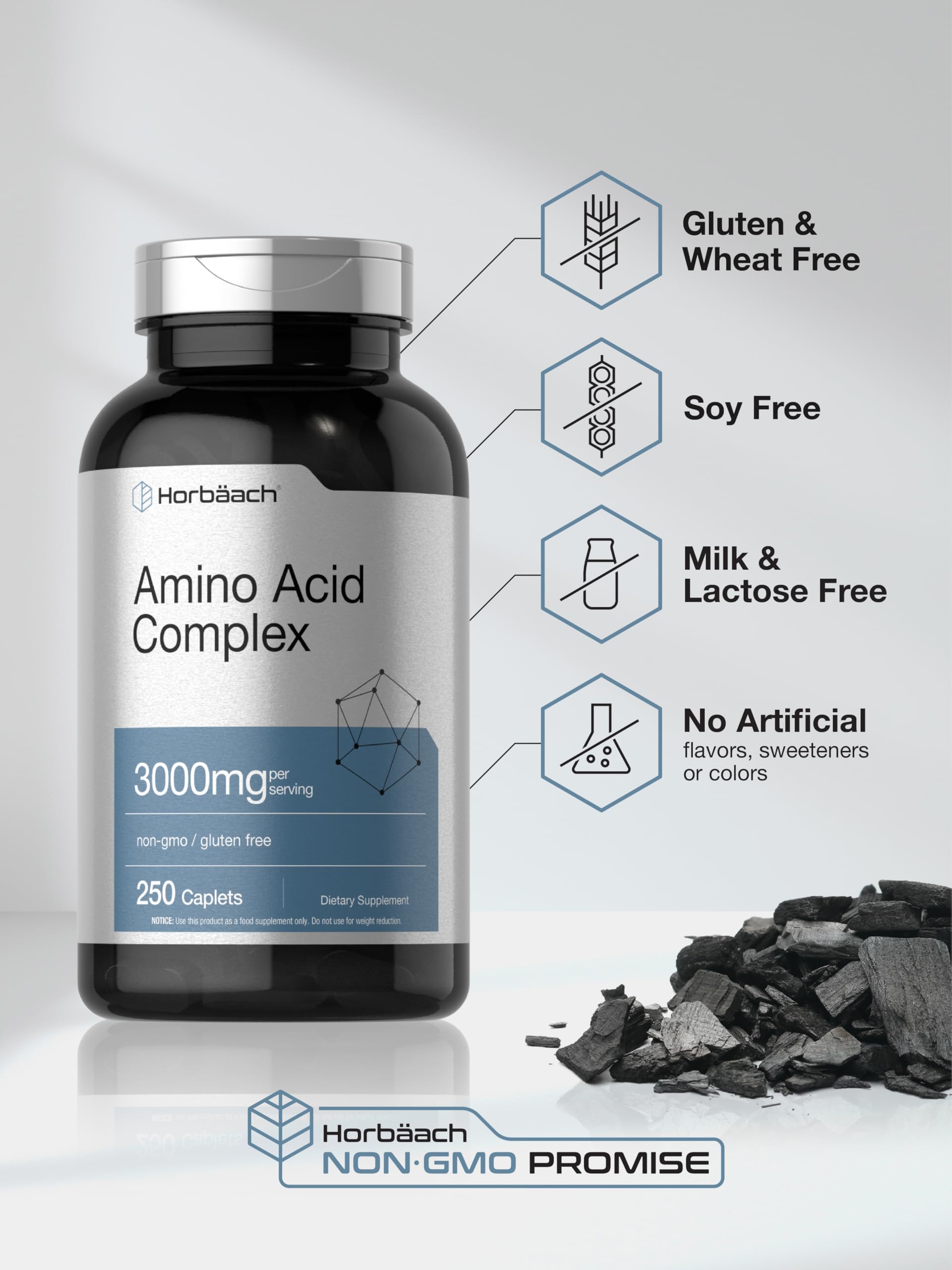 Horbäach Amino Acid Complex 3000mg | 250 Caplets | Non-GMO, Gluten Free Supplement Horbäach uk supplements