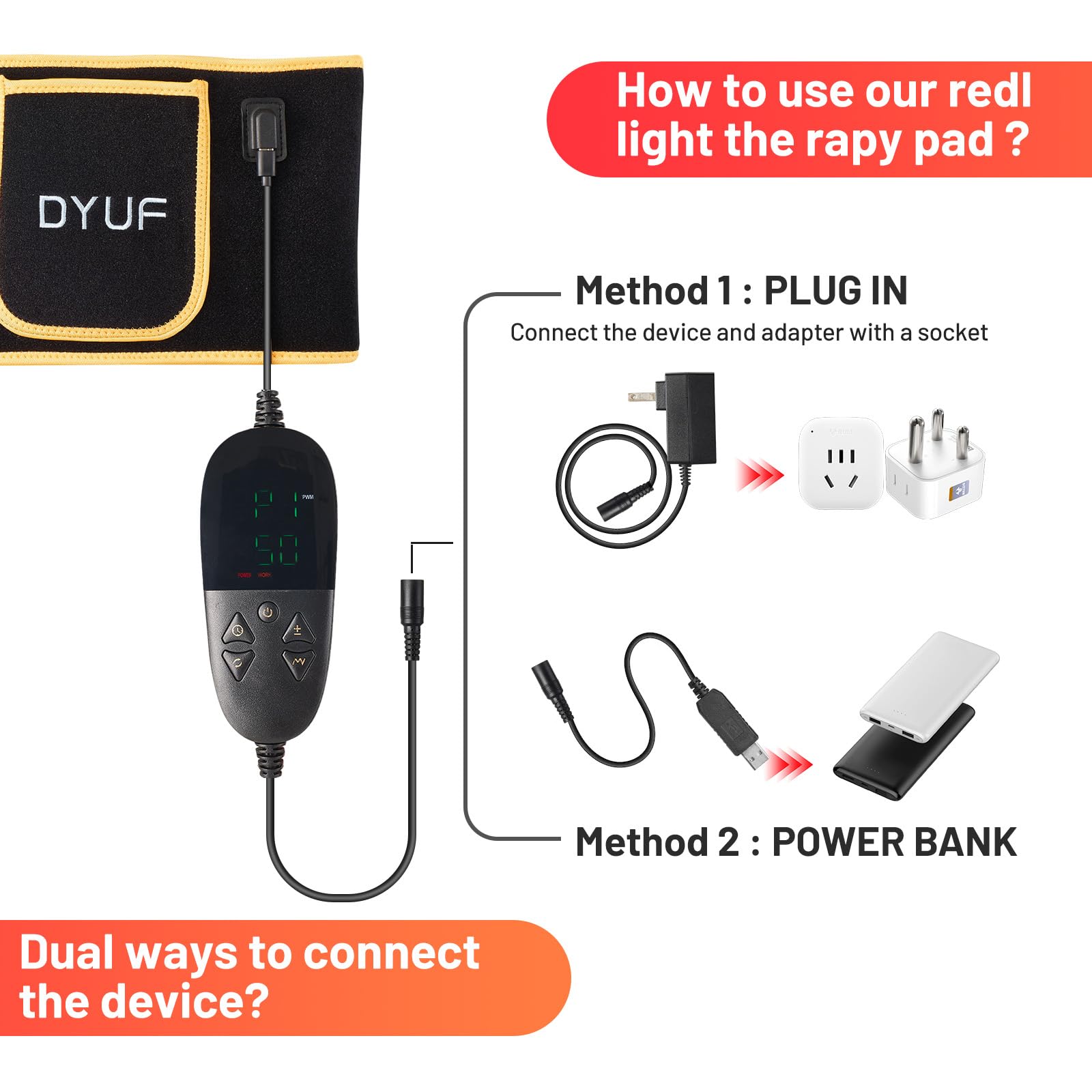 Red Light Therapy Belt DYUF Infrared Light Therapy : Muscle Recovery, Pain Relief, and Healing Device DYUF uk supplements
