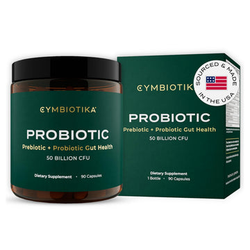 CYMBIOTIKA Probiotic + Prebiotic, 60 Billion CFU - 19 Strains, Gut Health Supplement for Women & Men, Immune Support, Digestive Health, & Gut Balance, 90 Capsules, 1 Month Supply, Made in USA CYMBIOTIKA uk supplements