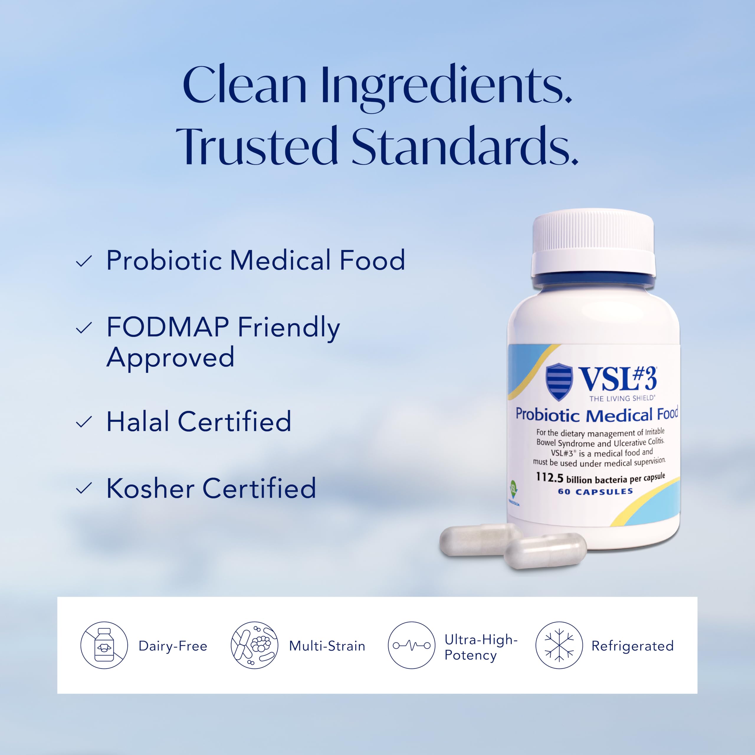 VSL#3® Probiotics for Digestive Health, IBS & UC Symptoms - 112.5B CFUs, High-Potency, Multi-Strain, Live, Refrigerated Probiotic, Medical Food for Gut Health Support in Men & Women, 60 Capsules VSL #3 uk supplements