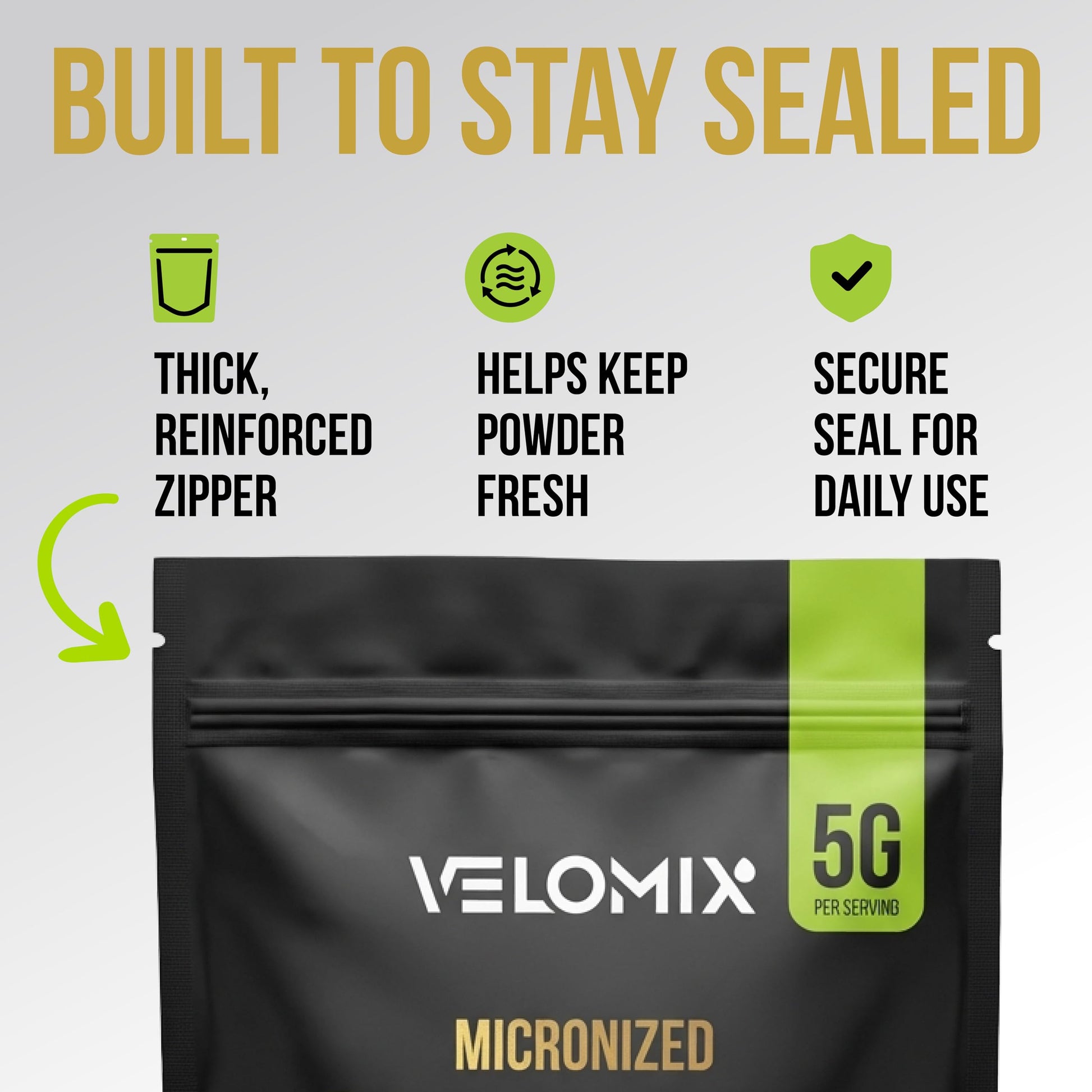 VELOMIX Micronized Creatine Monohydrate Powder - 100% Pure Creatine Powder Unflavored and Easy to Mix | Supports Muscle Growth, Recovery, and Strength | 5000mg Per Serv (5g) - 60 Servings VELOMIX uk supplements