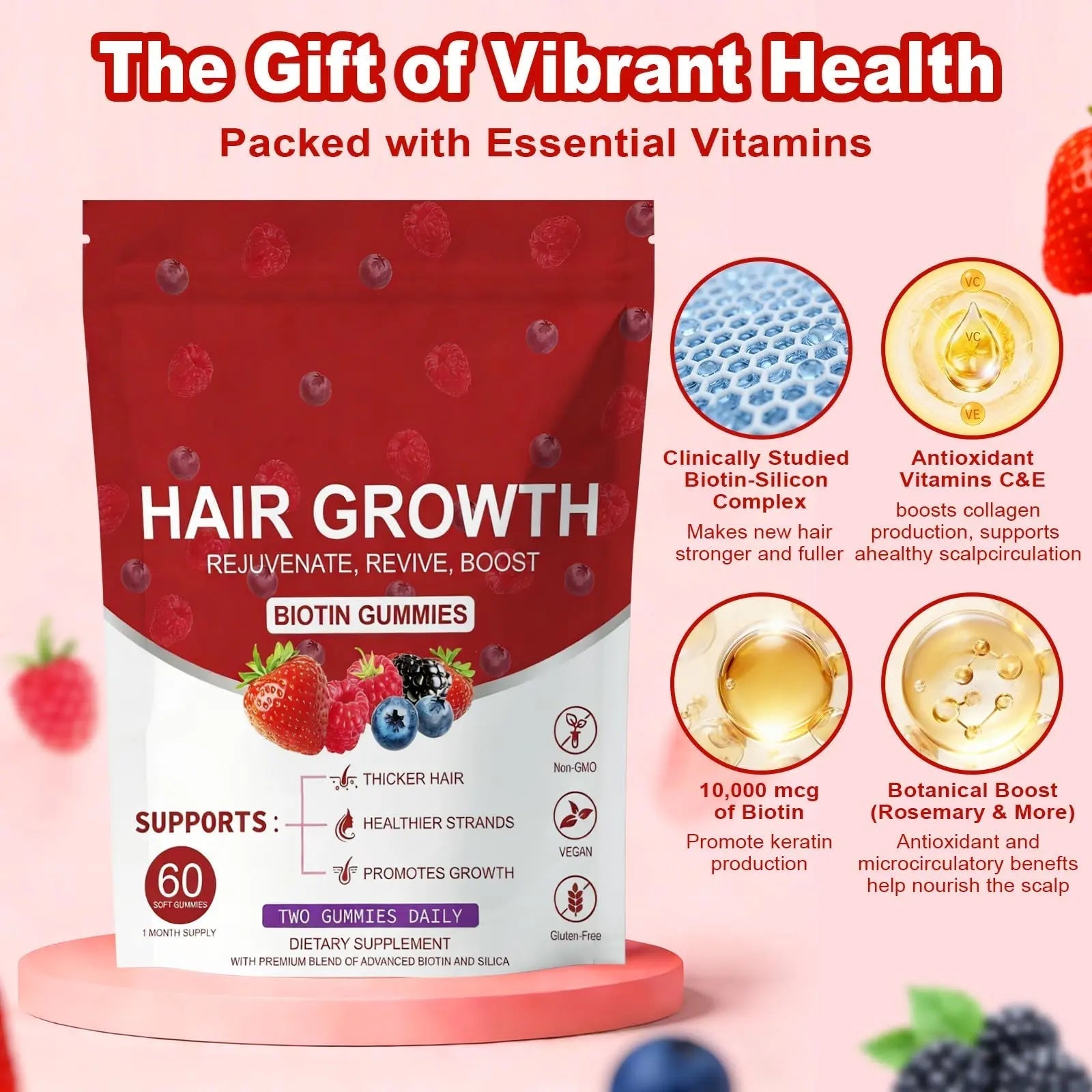 LUIMOLL Lumin Hair Growth Gummies – Daily Hair Nourishment with Biotin, Collagen & Botanical Extracts – Supports Thicker, Stronger & Healthier-Looking Hair LUIMOLL uk supplements