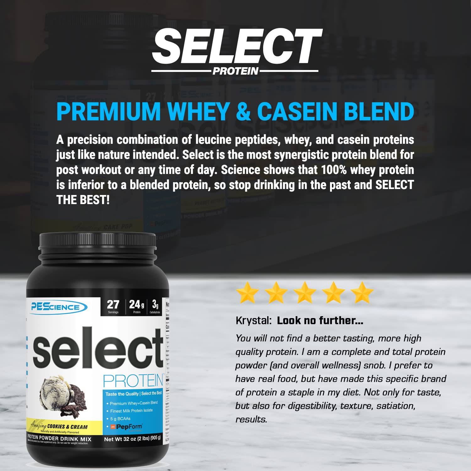 PEScience Select Protein, Cookies and Cream, 27 Serving, Premium Whey and Casein PEScience uk supplements