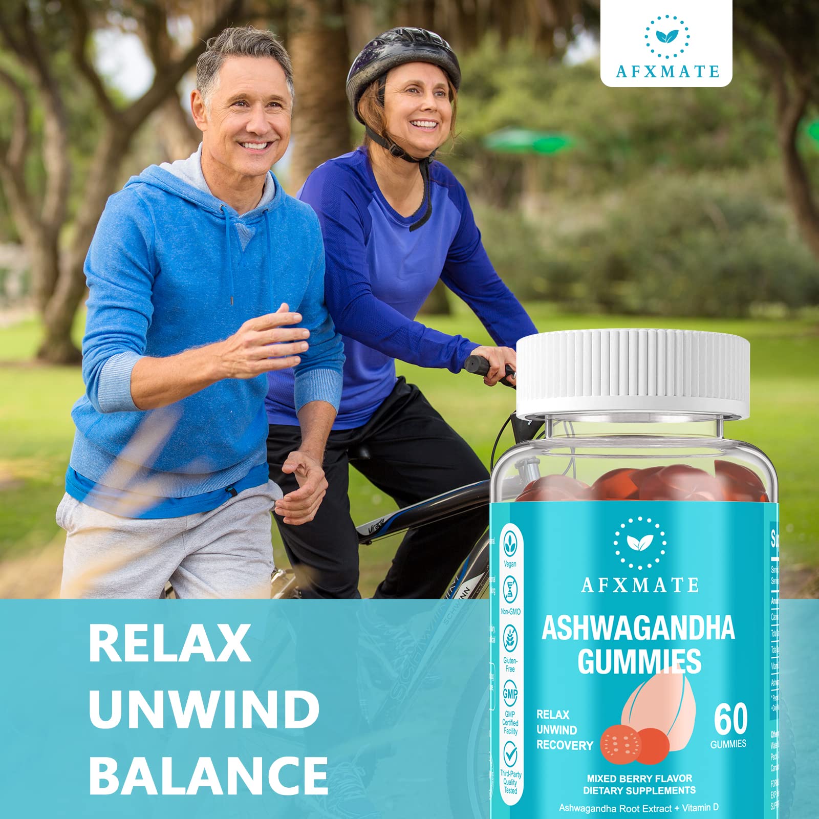 AFXMATE Ashwagandha Gummies & Vitamin D Gummies for Men & Women 120 Count Aswangdha Supplement (Non-GMO, Sugar Free & Gluten Free) AFXMATE uk supplements