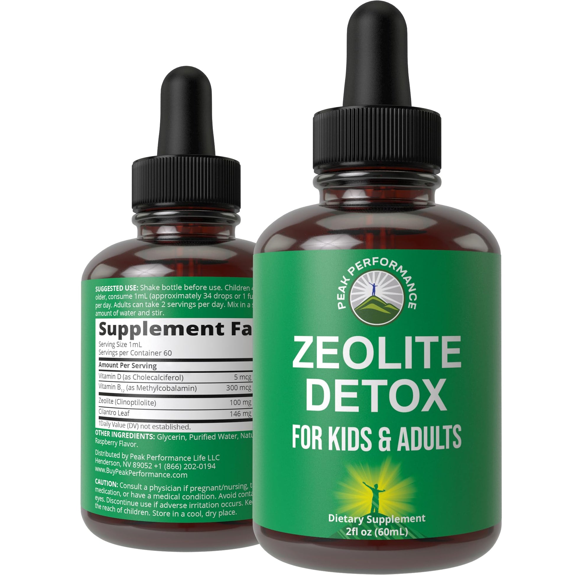 Zeolite Detox for Kids & Adults with Cilantro. Volcanic Mineral from Idaho USA. Zeolite Clinoptilolite Liquid Drops Gentle Cleanse Supplement with Vitamins B12 & D. Support Focus, Energy, Gut, Speech Peak Performance uk supplements