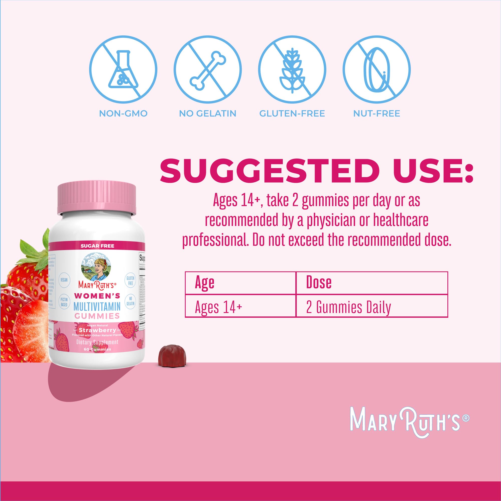 MaryRuth Organics Women's Immune Support Multivitamin Gummies | Ages 14+ | Skin Health | Gummy Vitamins for Women | Sugar-Free | Vegan | Non-GMO | 60 Count MARYRUTH'S uk supplements