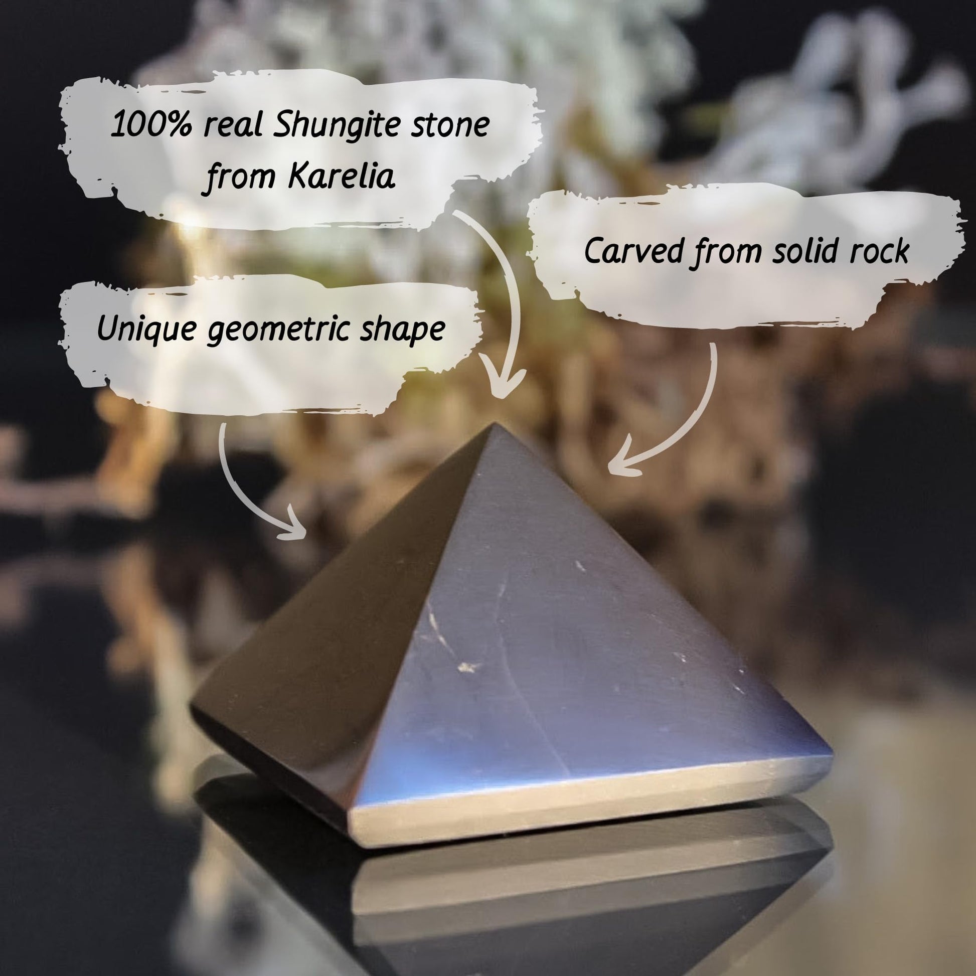 KARELIANMASTERS Shungite Stones Pyramid and Sticker for Phone Set - Crystal Healing Protection KARELIANMASTERS uk supplements