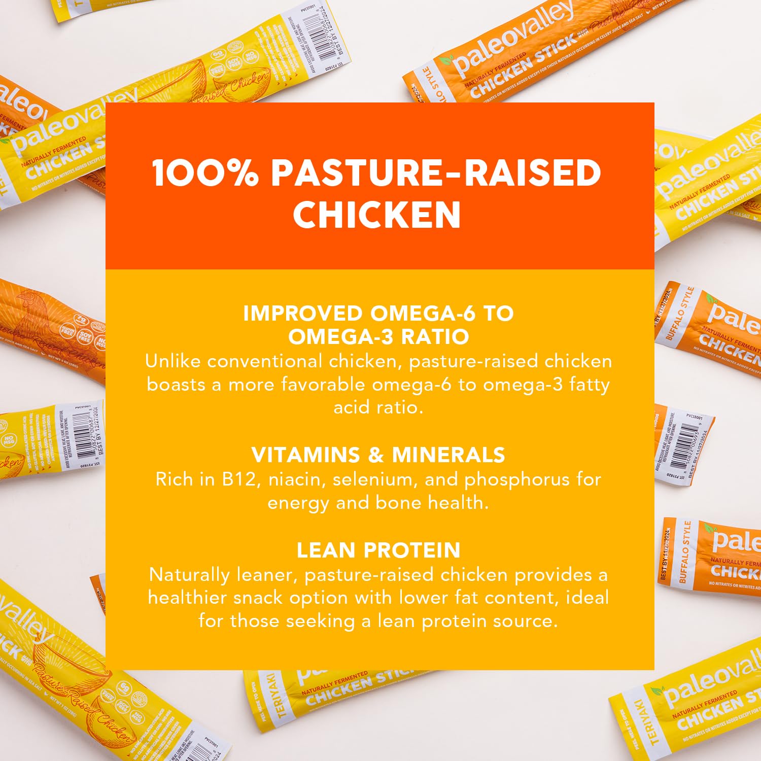 Paleovalley Pasture-Raised Chicken Sticks – 10 Pack – 7g Protein per Stick – Keto-Friendly, Paleo, Gluten-Free, Nitrate-Free – On-the-Go Snack (10 Pack, Teriyaki) Paleovalley uk supplements