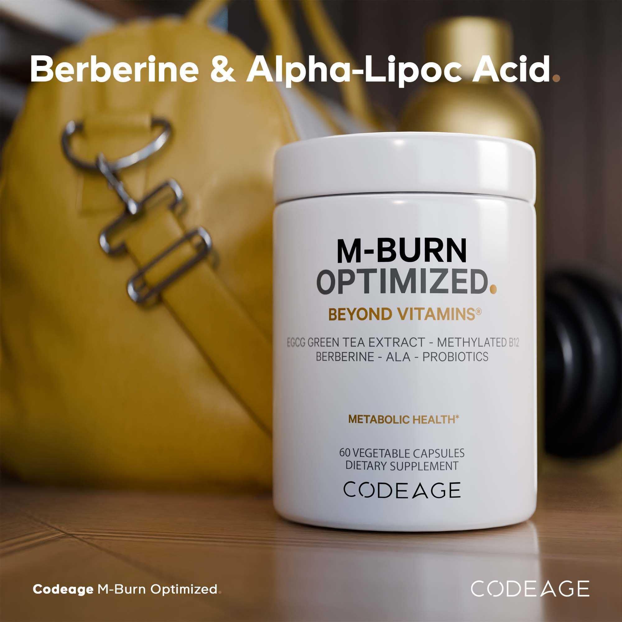 Codeage M-Burn Optimized Supplement - Decaffeinated Green Tea Std. to 50% EGCG, Berberine, Akkermansia, Vitamin B12 - Probiotics - Vitamins - 60 Capsules Codeage uk supplements