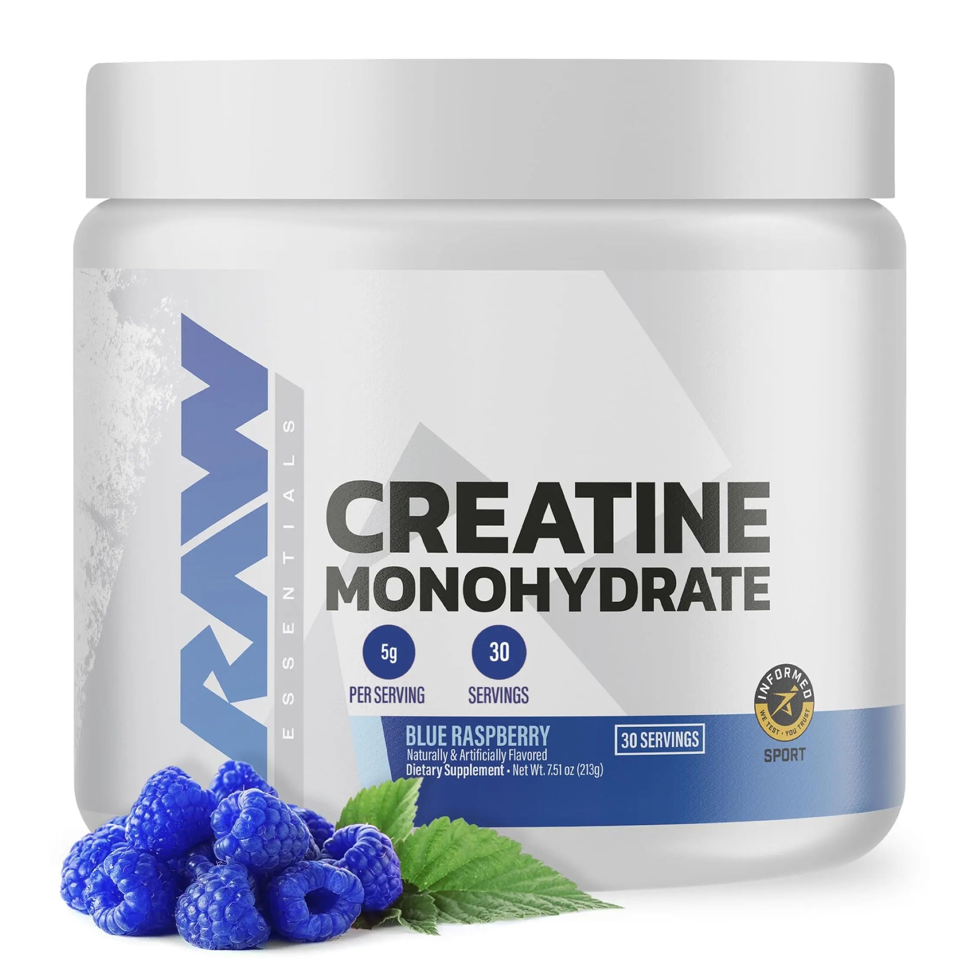 RAW Nutrition Creatine Monohydrate Powder, Blue Raspberry (30 Servings) - Micronized Creatine Monohydrate Supplement for Workout Performance, Build Muscle & Strength RAW uk supplements