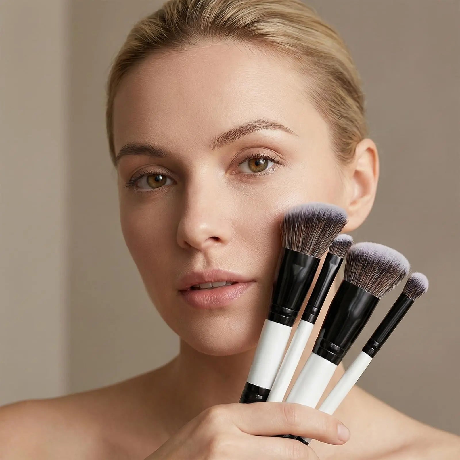 KFHENSOM 4PCS Foundation Contour Conceal Brush Set Dual-Ended Makeup Brushes Set Professional Powder Blush Concealer Eyeshadow Kabuki Foundation Brush Kit for Liquid Loose Powder Cream KFHENSOMR uk supplements