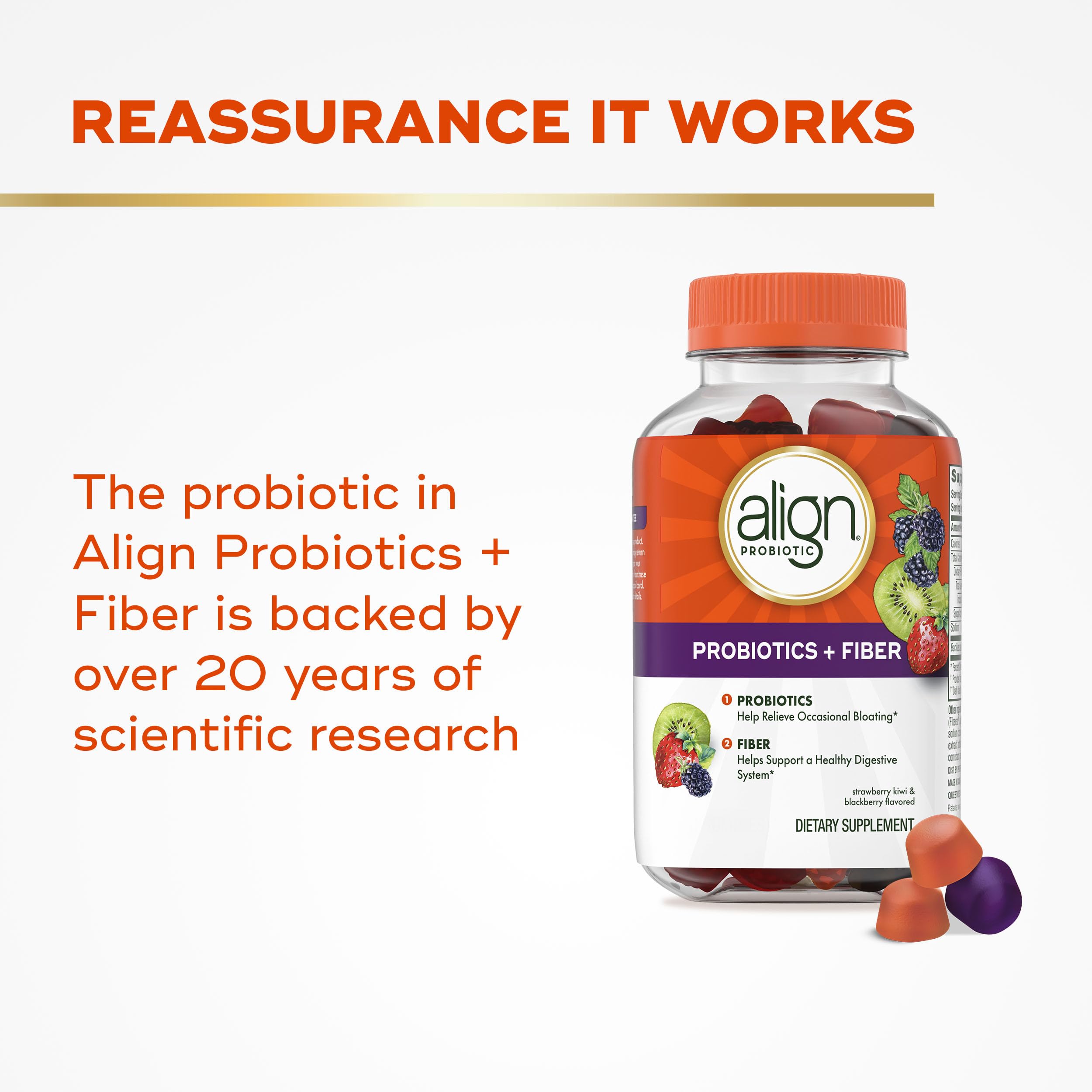 Align Probiotic, Probiotics + Fiber Gummies, Probiotics Help Relieve Occasional Bloating*, Fiber Helps Support a Healthy Digestive System*, #1 Doctor Recommended Probiotic Brand‡, 90 Gummies Align uk supplements