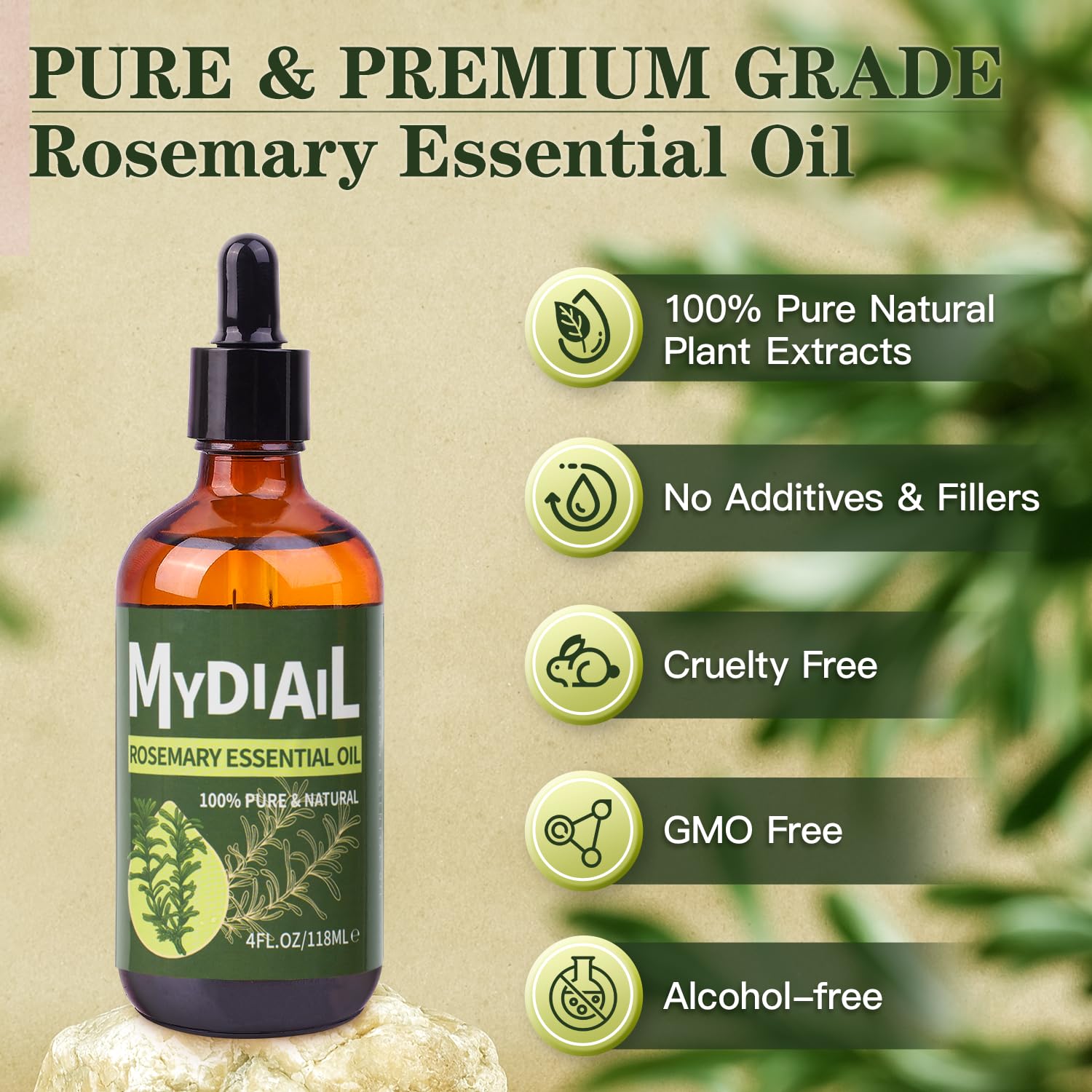 MYDIAIL Rosemary Essential Oil 4oz Pure Rosemary Oil 100% Natural Premium Essential Oil MYDIAIL uk supplements