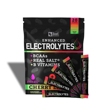 Enhanced Powder Stick Packs (Cherry Limeade- 20 Packets) Sugar Free + BCAA B Zeal Naturals uk supplements