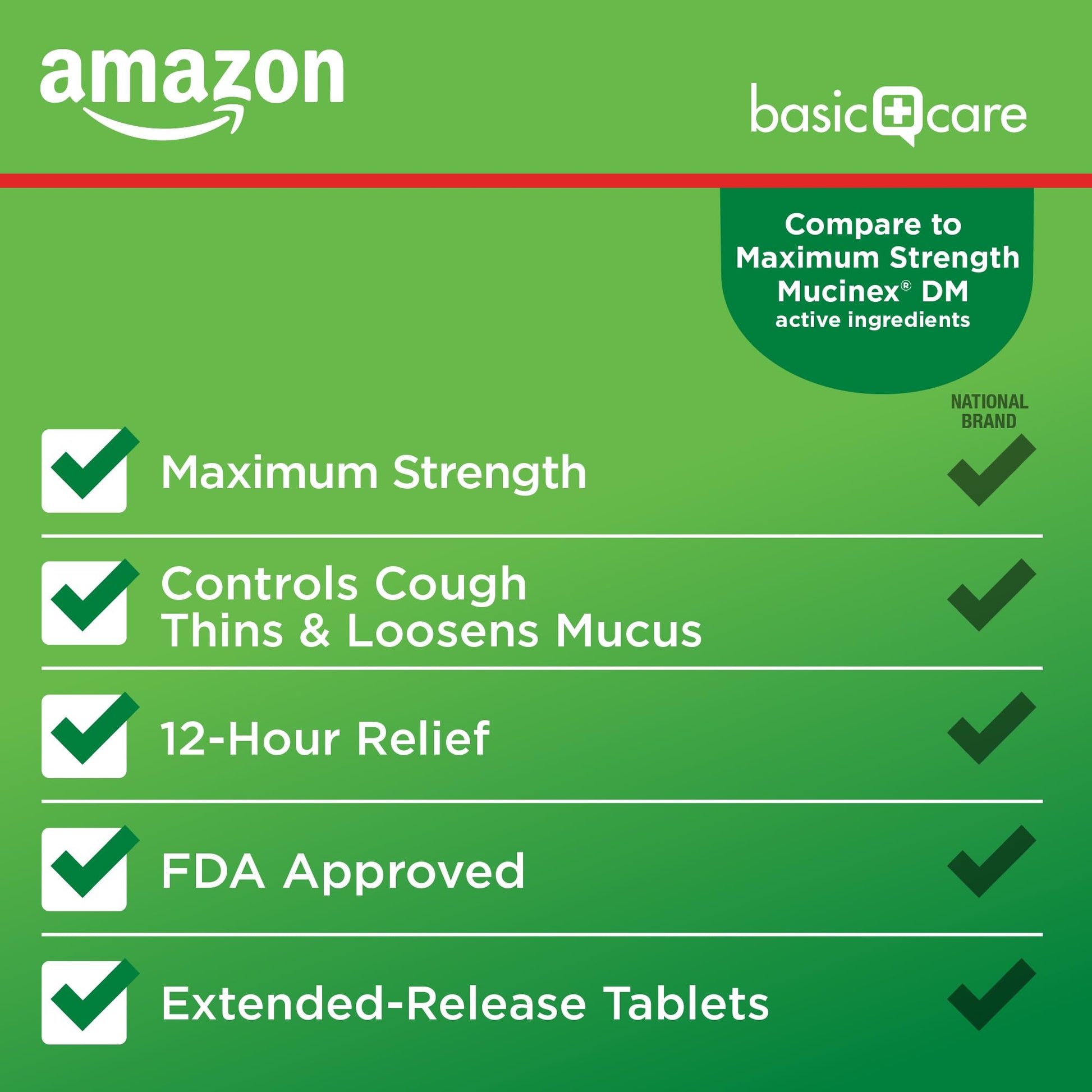 Amazon Basic Care Maximum Strength Mucus DM, Expectorant and Cough Suppressant Extended-Release Tablets, 42 Count Amazon Basic Care uk supplements