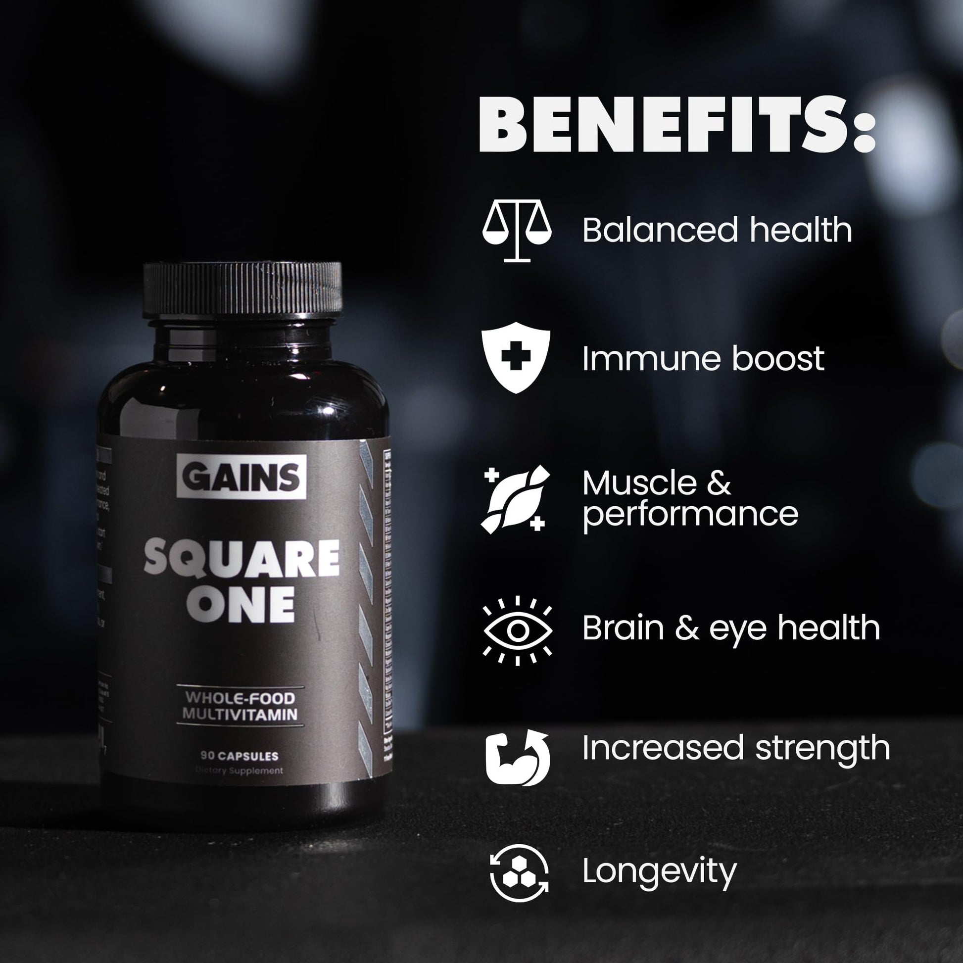 Gains in Bulk Square 1 Multivitamin and Mineral Supplement for Women and Men, Vitamins, Digestive Enzymes and Organic Minerals for Muscle Health, Performance and Immune Support, 90 Capsules GAINS IN BULK GAINSINBULK.COM uk supplements