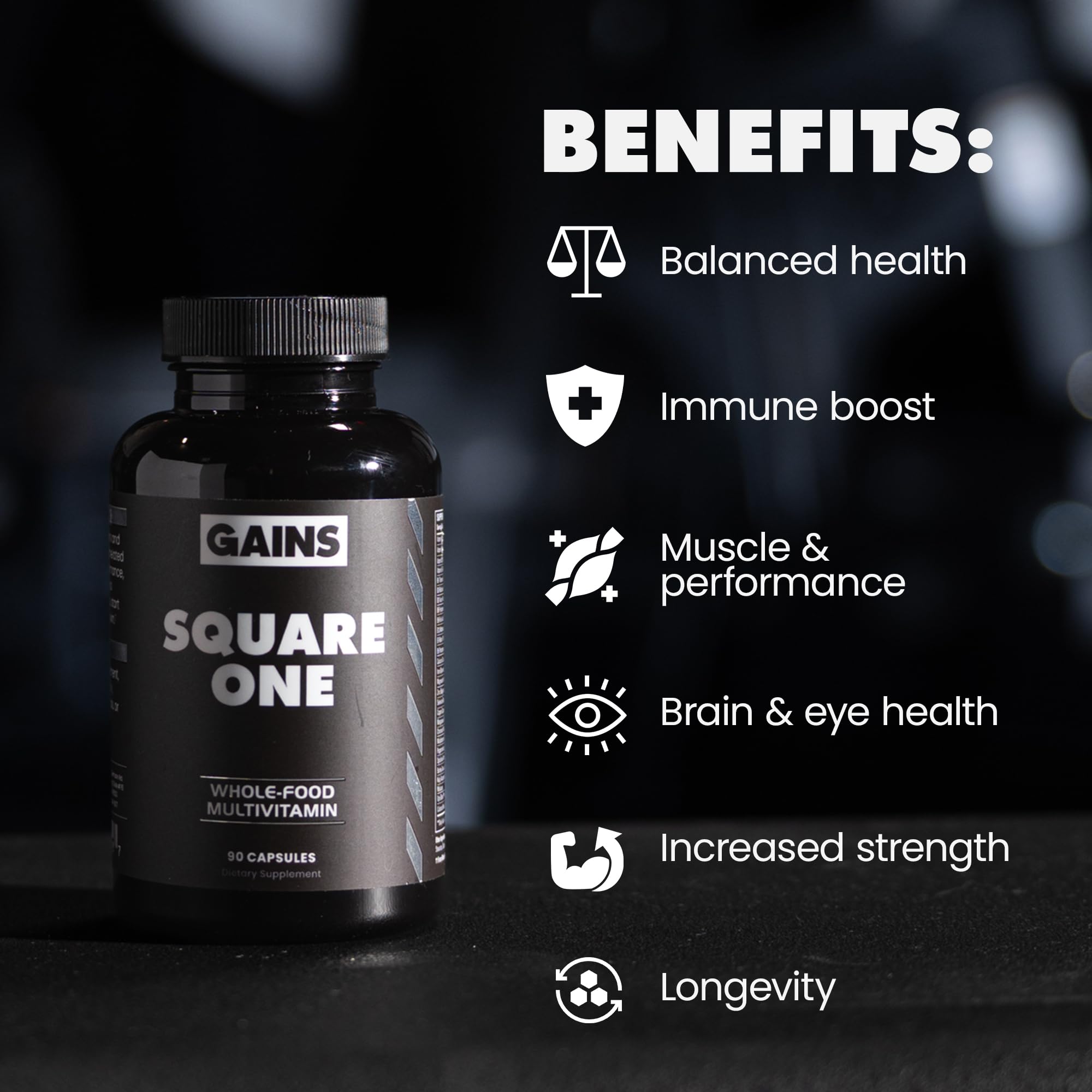 Gains in Bulk Square 1 Multivitamin and Mineral Supplement for Women and Men, Vitamins, Digestive Enzymes and Organic Minerals for Muscle Health, Performance and Immune Support, 90 Capsules GAINS IN BULK GAINSINBULK.COM uk supplements