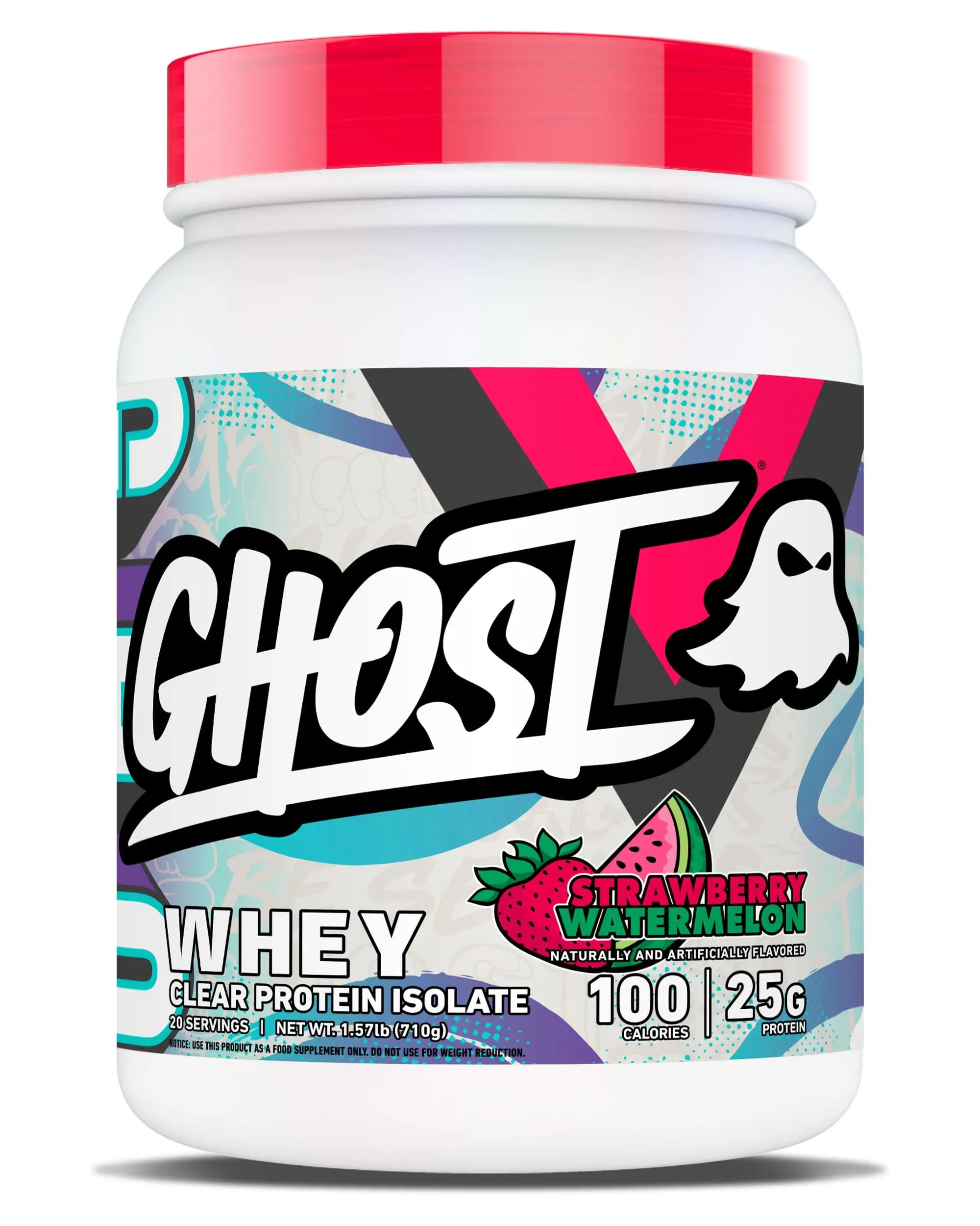 GHOST Clear Whey Isolate Protein Powder, Strawberry Watermelon - 1.57 LB Tub, 25G of Whey Protein - Post Workout Drink for Muscle Gain & Recovery – Sugar Free, Soy Free & Zero Fat, 20 Servings GHOST uk supplements