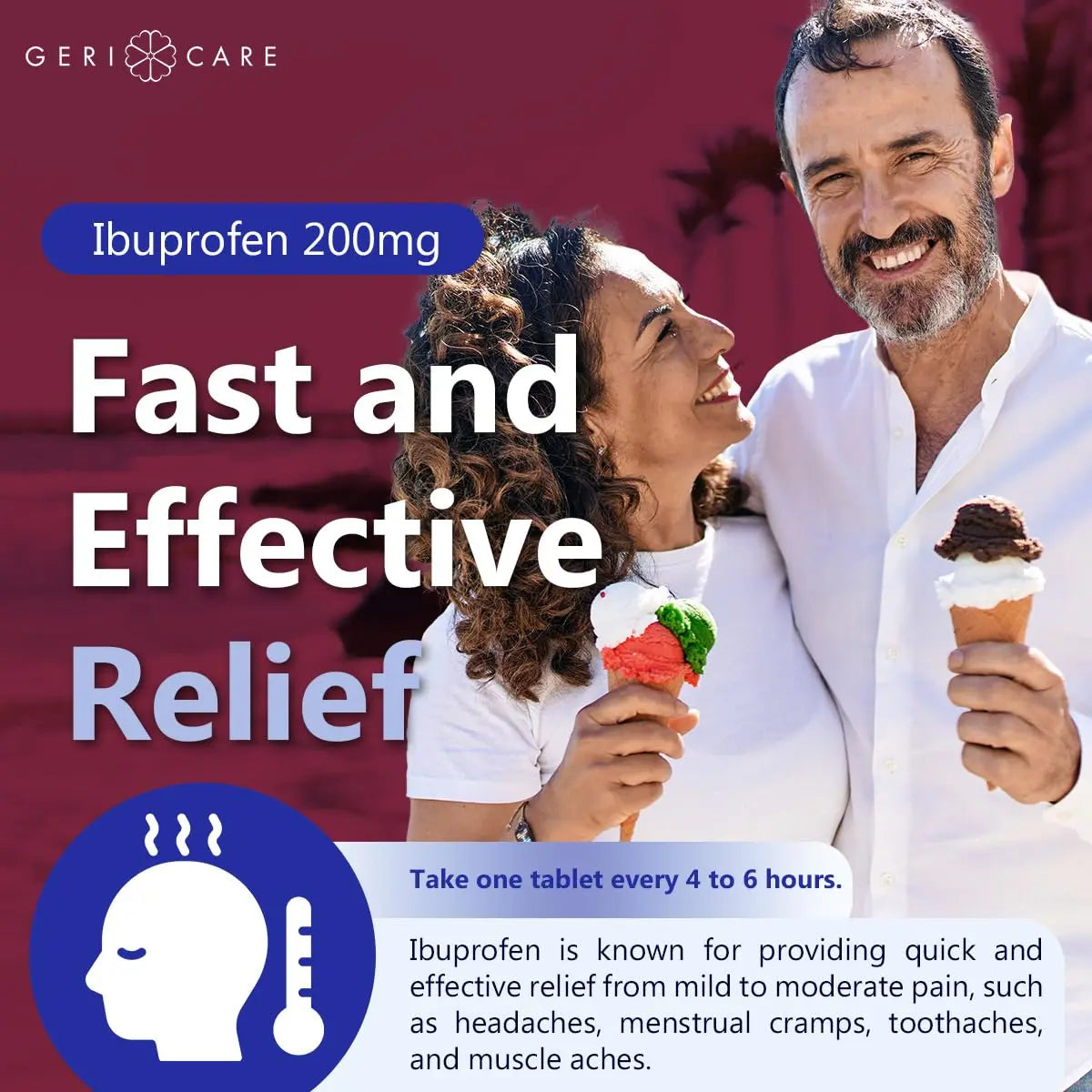 GeriCare Ibuprofen 200mg, Pain Reliever, Fever Reducer, Relieves Body Aches, 500 Count (Pack of 1) GeriCare uk supplements