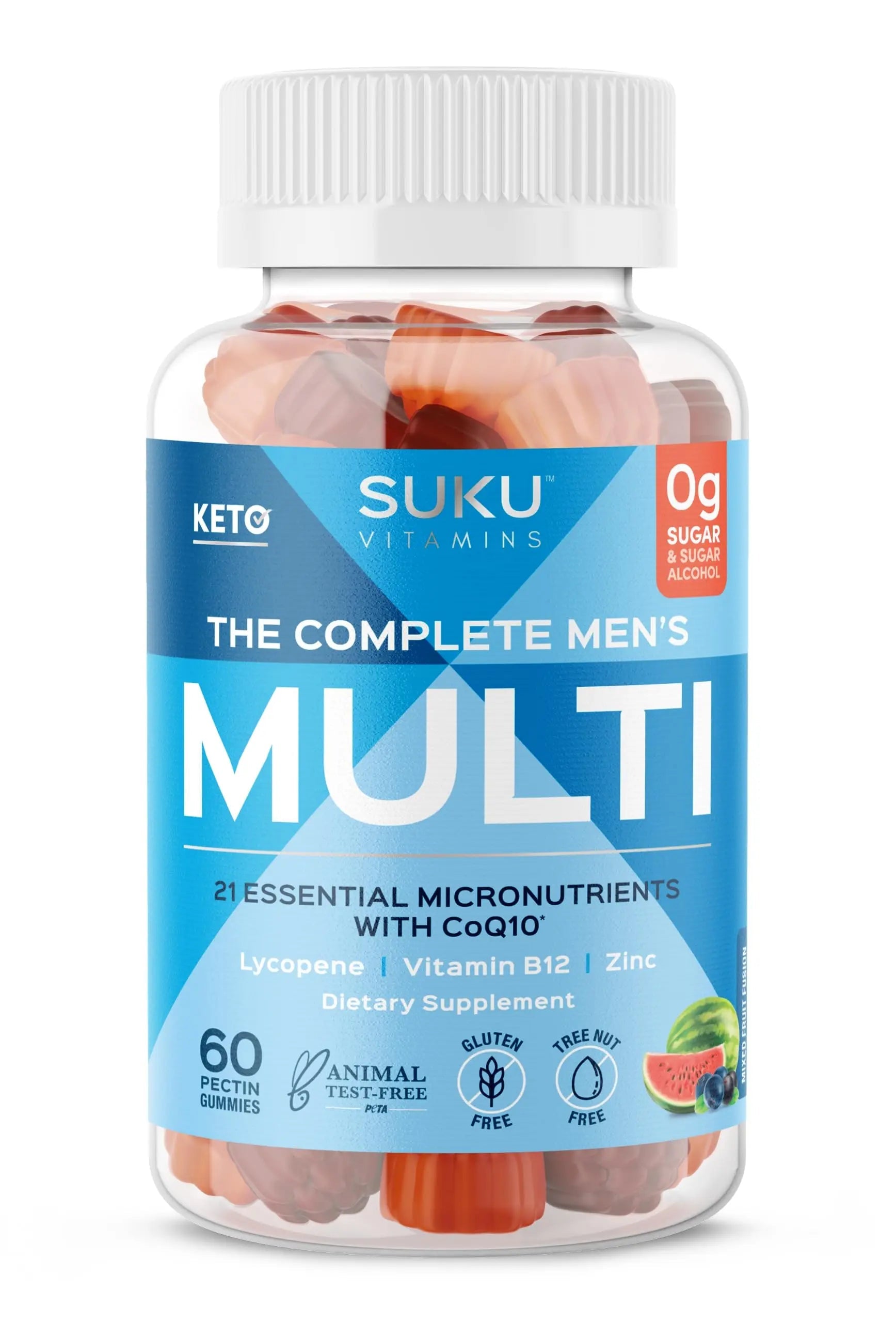 SUKU Men's Daily Multivitamin Gummies – Vitamins A, B12, C, D3, E, Zinc, CoQ10 & Lycopene – Prostate, Heart & Immune Support SUKU uk supplements