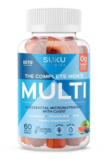 SUKU Men's Daily Multivitamin Gummies – Vitamins A, B12, C, D3, E, Zinc, CoQ10 & Lycopene – Prostate, Heart & Immune Support SUKU uk supplements