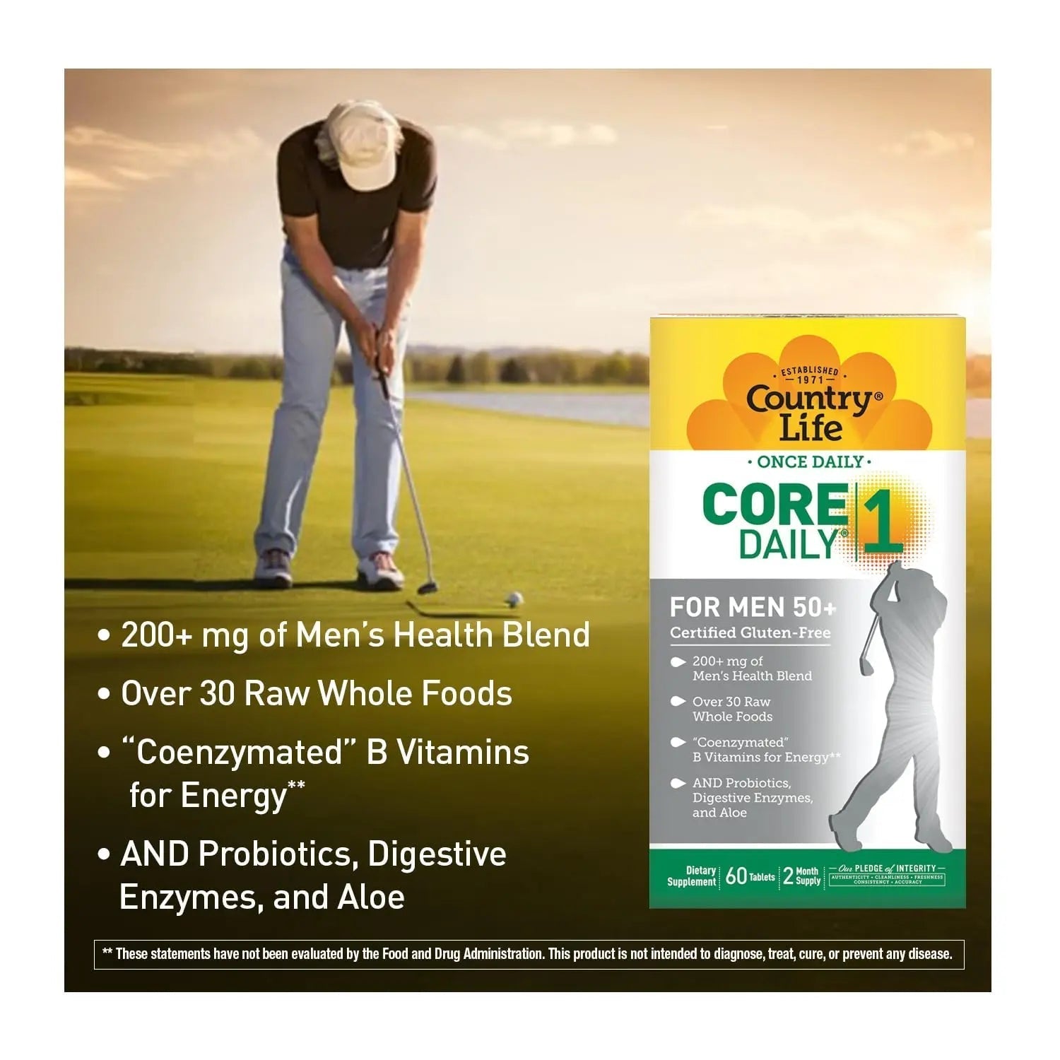Country Life CORE Daily-1 Multivitamin for Men 50+ - Gluten-Free, Energy Support with Coenzymated B Vitamins Country Life uk supplements
