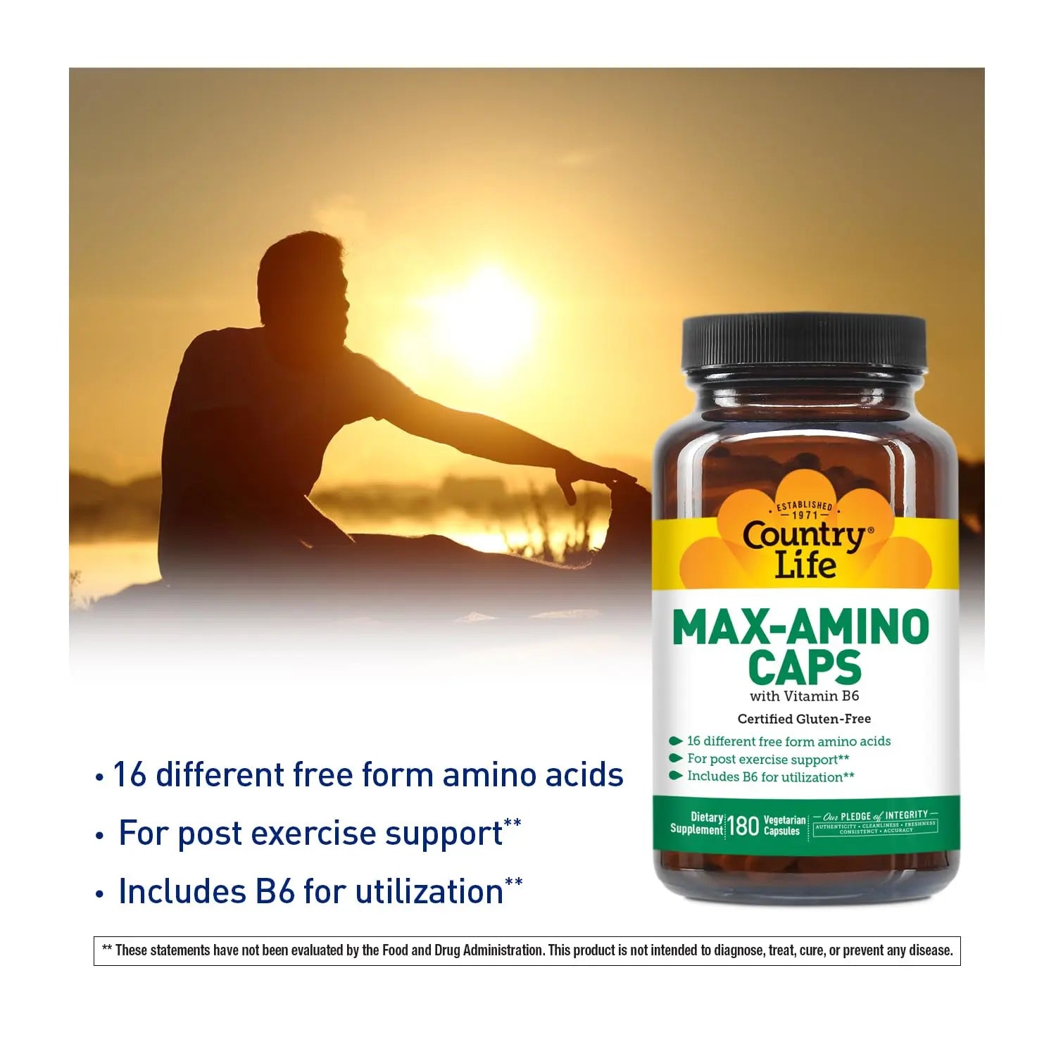 Country Life Maxi-Amino 16 Amino Acids 90 Capsules Gluten Free Country Life uk supplements