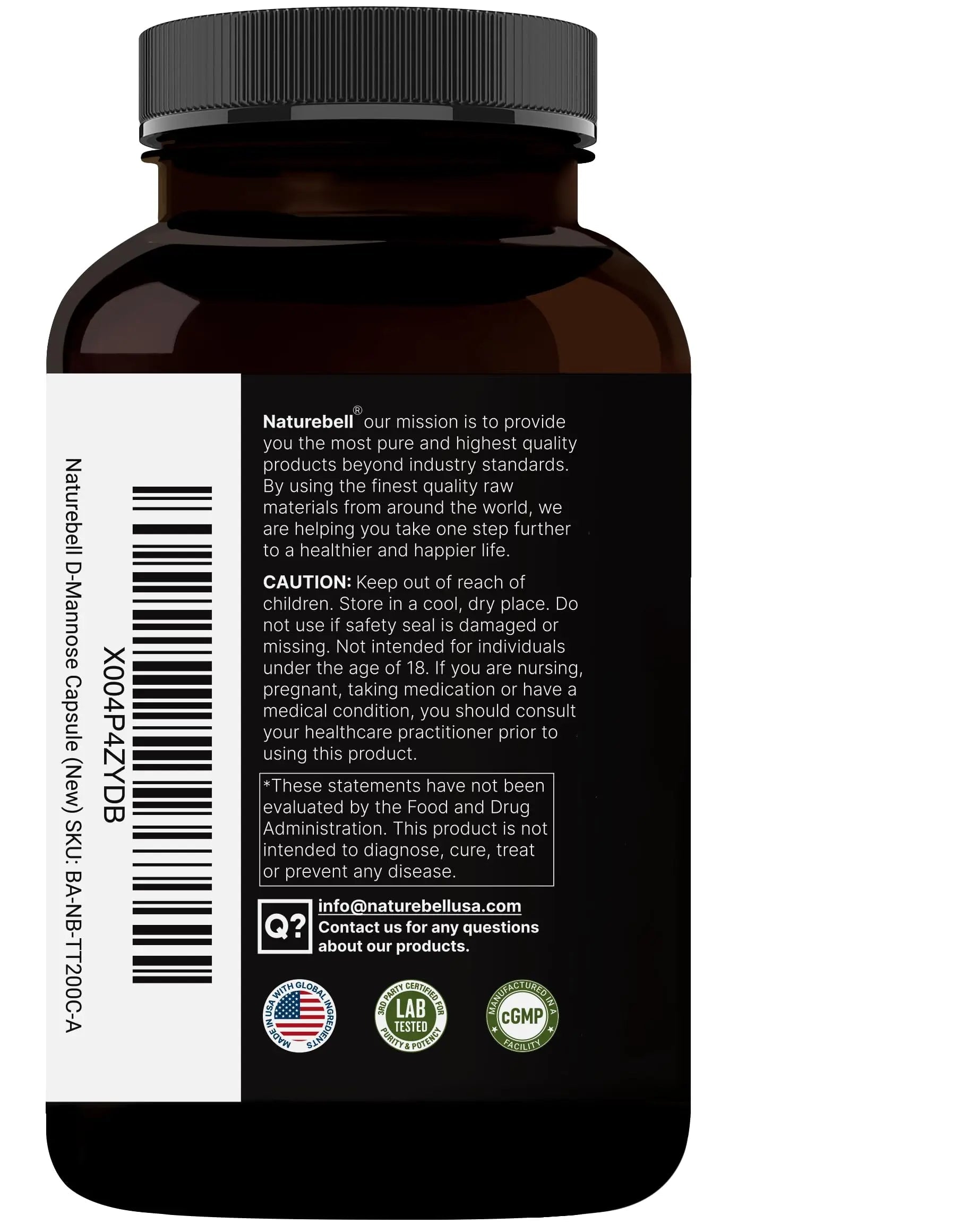 NatureBell D-Mannose 500mg Capsules (2,000mg Per Serving) | 240 Veggie Capsules + Cranberry Concentrate 40mg – Fast Acting Urinary Tract Health Pills – Ultra UTI Support for Women & Men NatureBell uk supplements