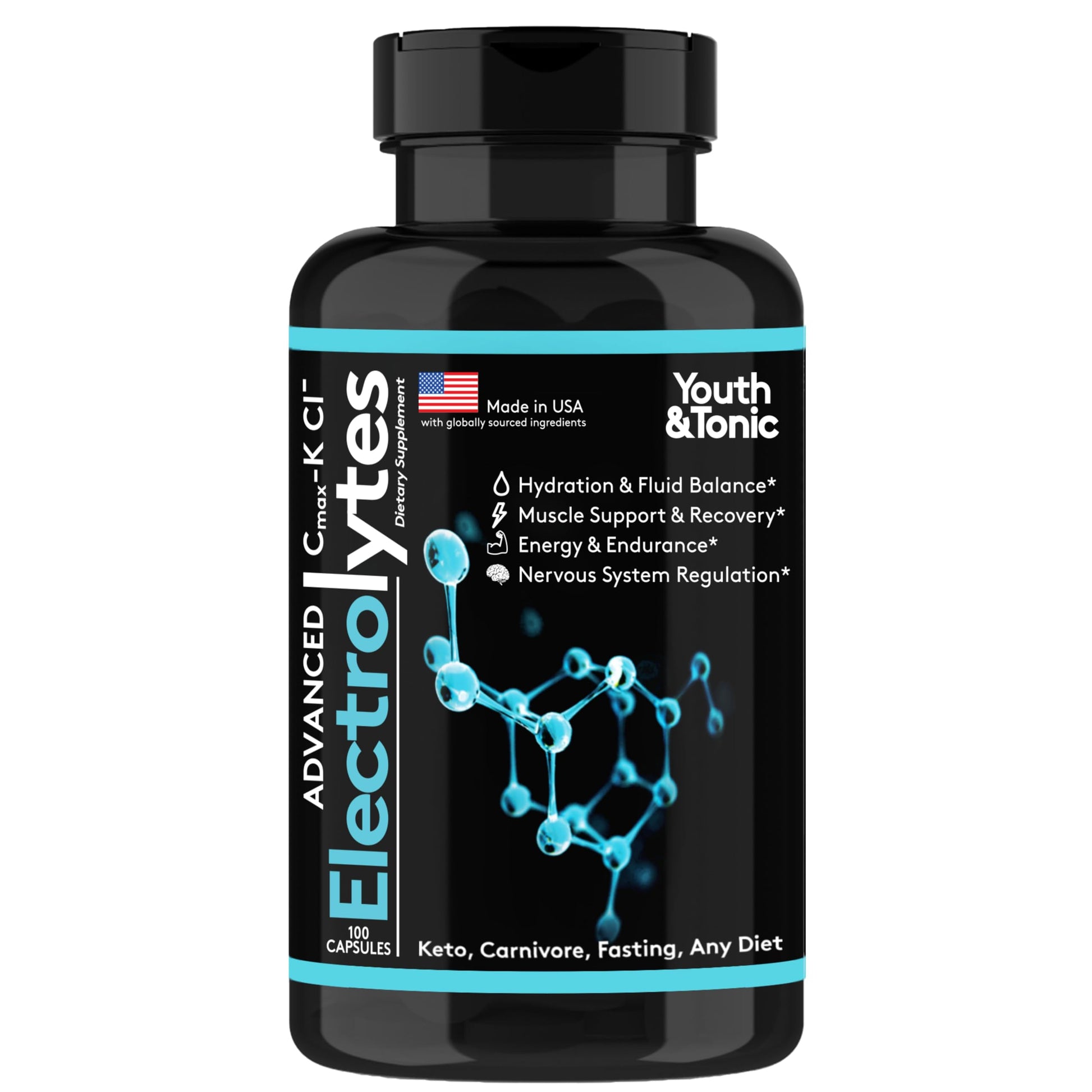 Complete Electrolyte Supplement Pills High Absorption | Cmax Potassium Chloride Magnesium Sodium Calcium Zinc | Boost Endurance Muscle Recovery Mental Focus | Salt Electrolytes Tablets | Keto Friendly Youth & Tonic uk supplements