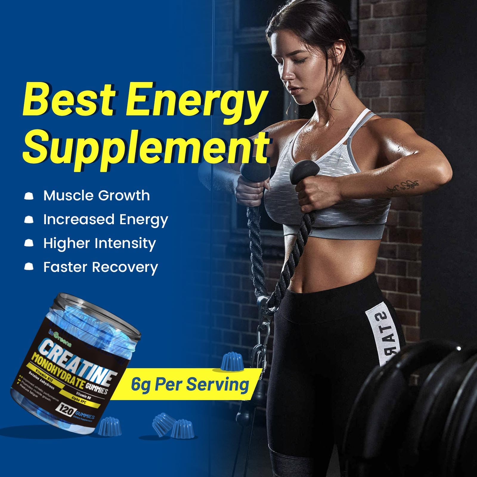 inGreens Creatine Monohydrate Gummies 6g for Men & Women 120 Count inGreens uk supplements