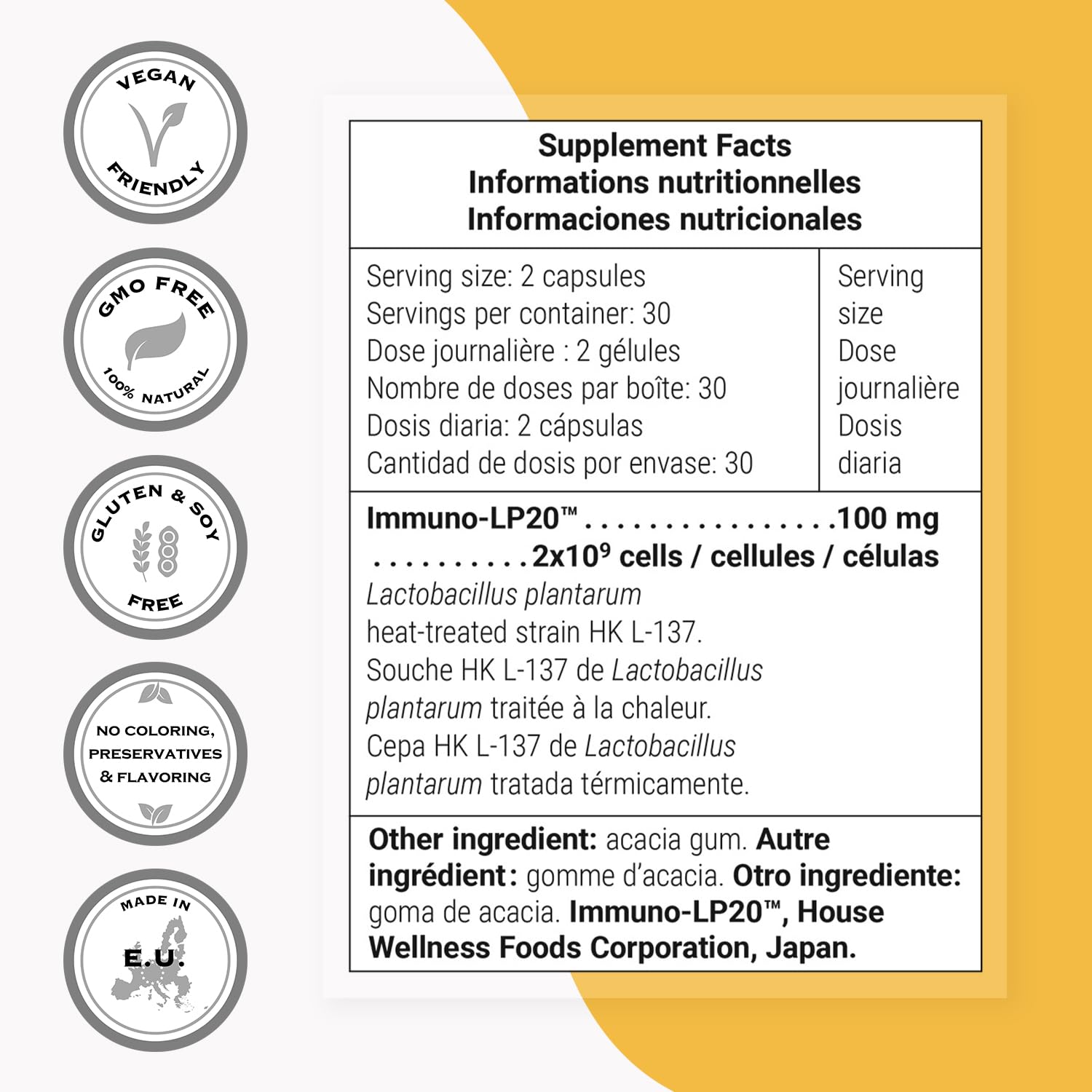 Supersmart - Lactobacillus Plantarum PostBiotic 20 Billion CFU per Day (Immuno-LP20) - Heat-Treated Probiotic Supplement | Non-GMO & Gluten Free - 60 Vegetarian Capsules Supersmart uk supplements