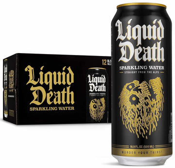 Liquid Death Sparkling Mountain Water, 16.9 oz Tallboys (12-Pack) Liquid Death uk supplements