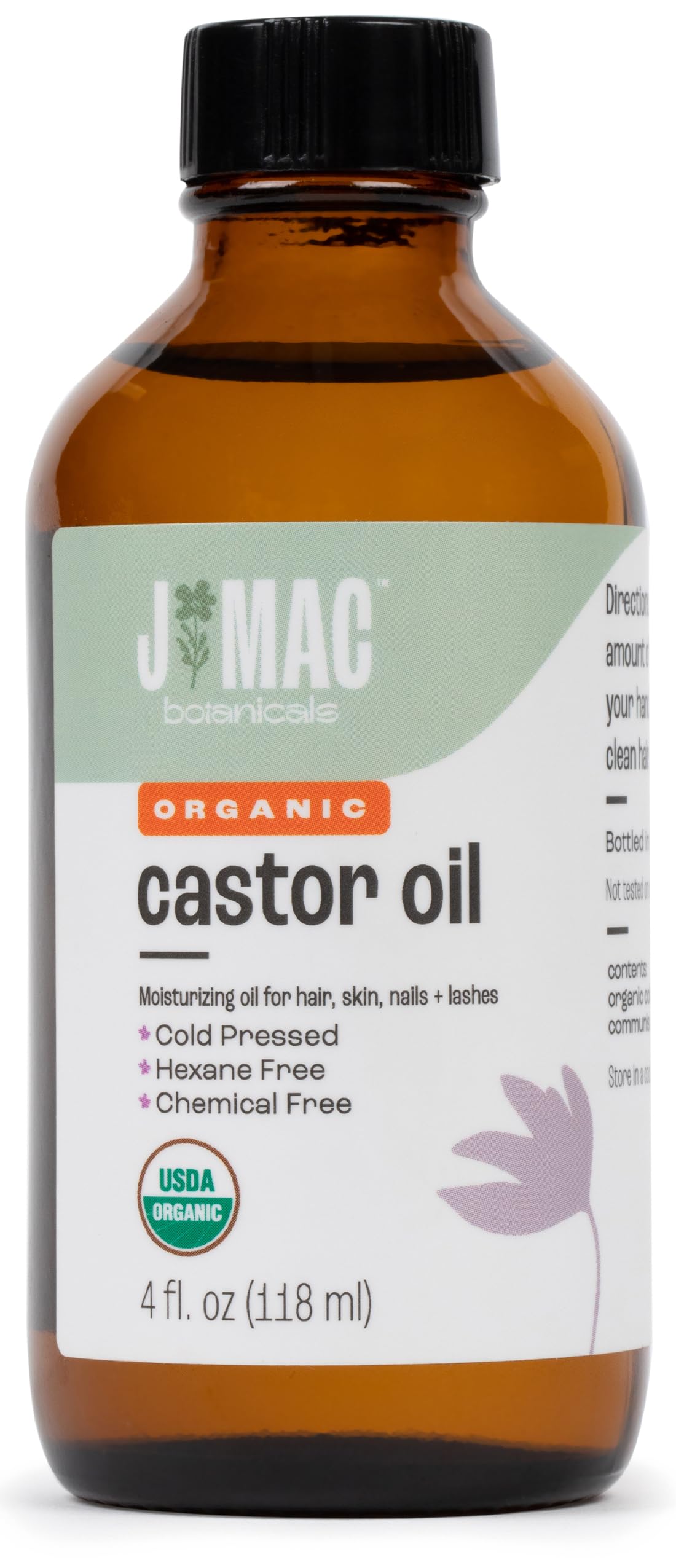 J MAC BOTANICALS Organic Castor Oil Cold Pressed (Glass Bottle, 4 oz ) J MAC BOTANICALS uk supplements